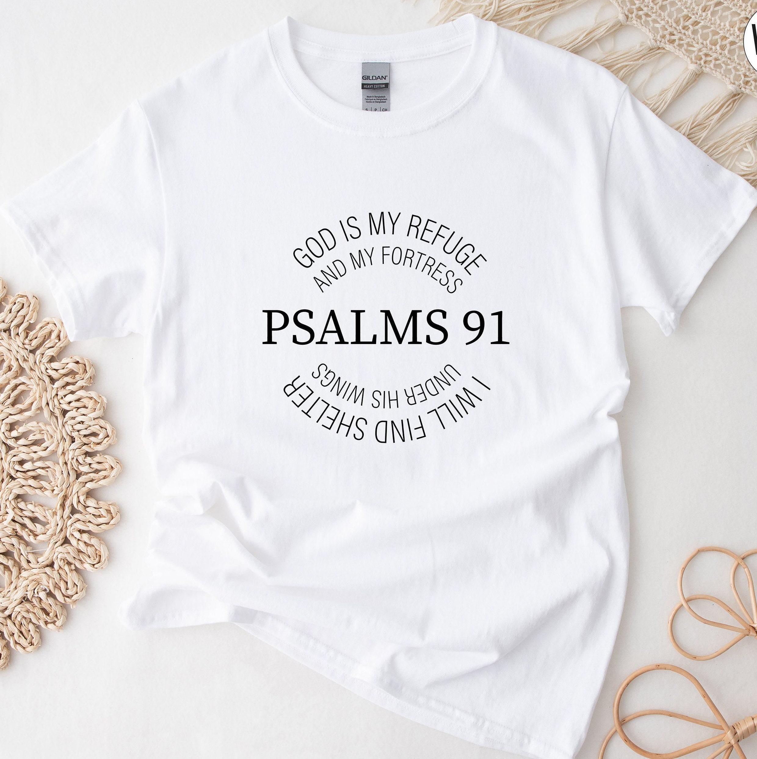 PSALM 91 Sweatshirt | Cross T shirt, God Is My Refuge, Under His Wings, Bible Verse Shirt, Christian Sweater, Faith Appa