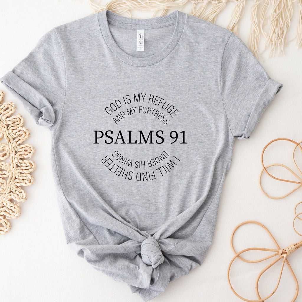PSALM 91 Sweatshirt | Cross T shirt, God Is My Refuge, Under His Wings, Bible Verse Shirt, Christian Sweater, Faith Apparel, Christian Shirt