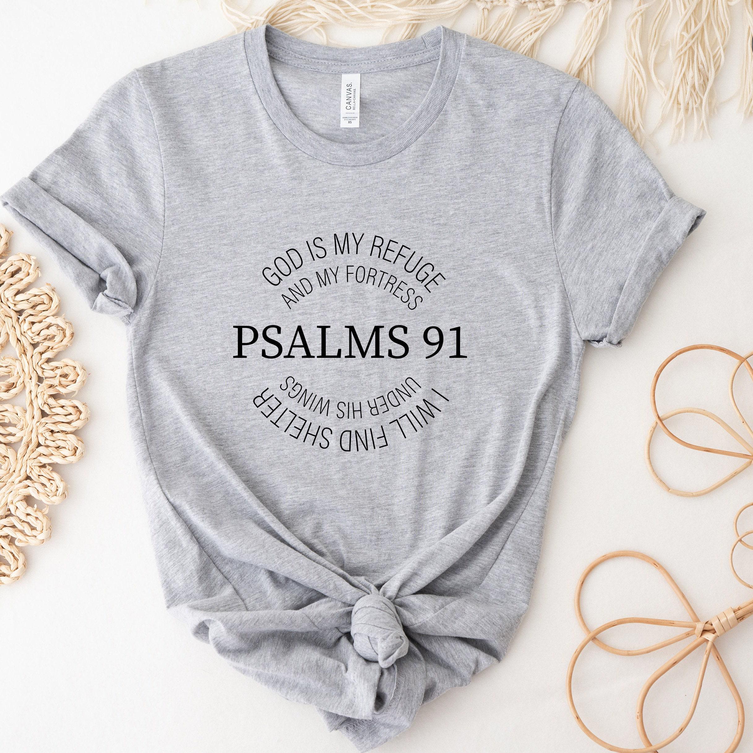 PSALM 91 Sweatshirt | Cross T shirt, God Is My Refuge, Under His Wings, Bible Verse Shirt, Christian Sweater, Faith Appa