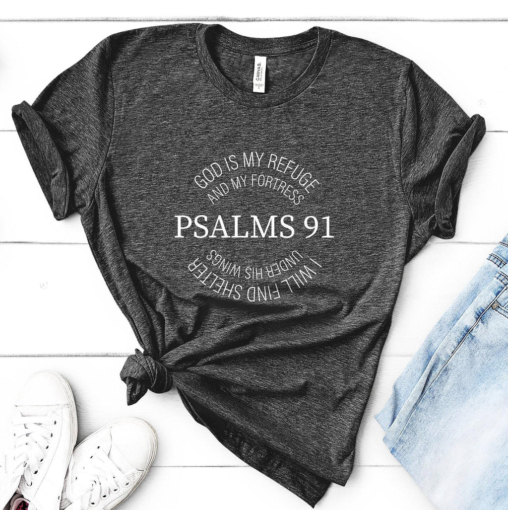 PSALM 91 Sweatshirt | Cross T shirt, God Is My Refuge, Under His Wings, Bible Verse Shirt, Christian Sweater, Faith Apparel, Christian Shirt