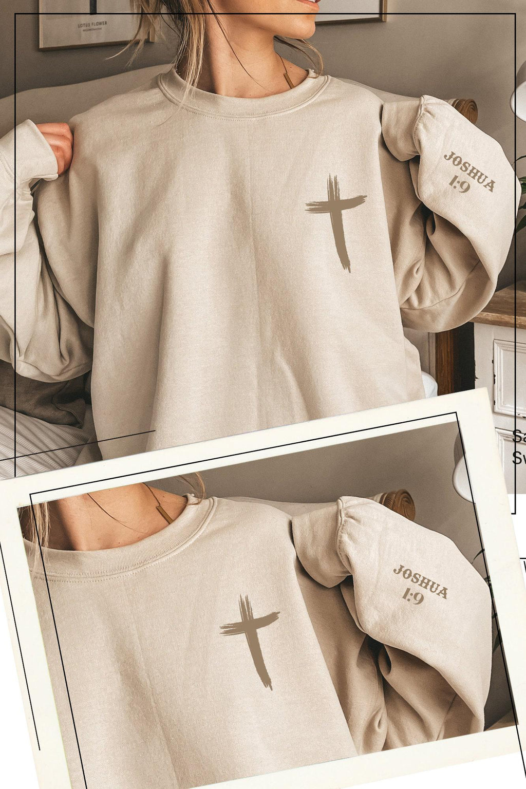 Custom Bible Verse On the Sleeve Sweatshirt, Christian Cross Print T-Shirt For Women, Sunday Church Hoodie, Christian Couple Gift