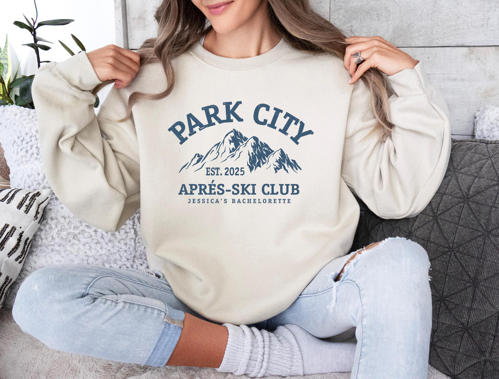Park City Est 2025 Hoodie, Custom Apres Ski Club Sweatshirt with Name, Bachelorette Party T-Shirt, Bridesmaid Tee, Birthday Trip Gift