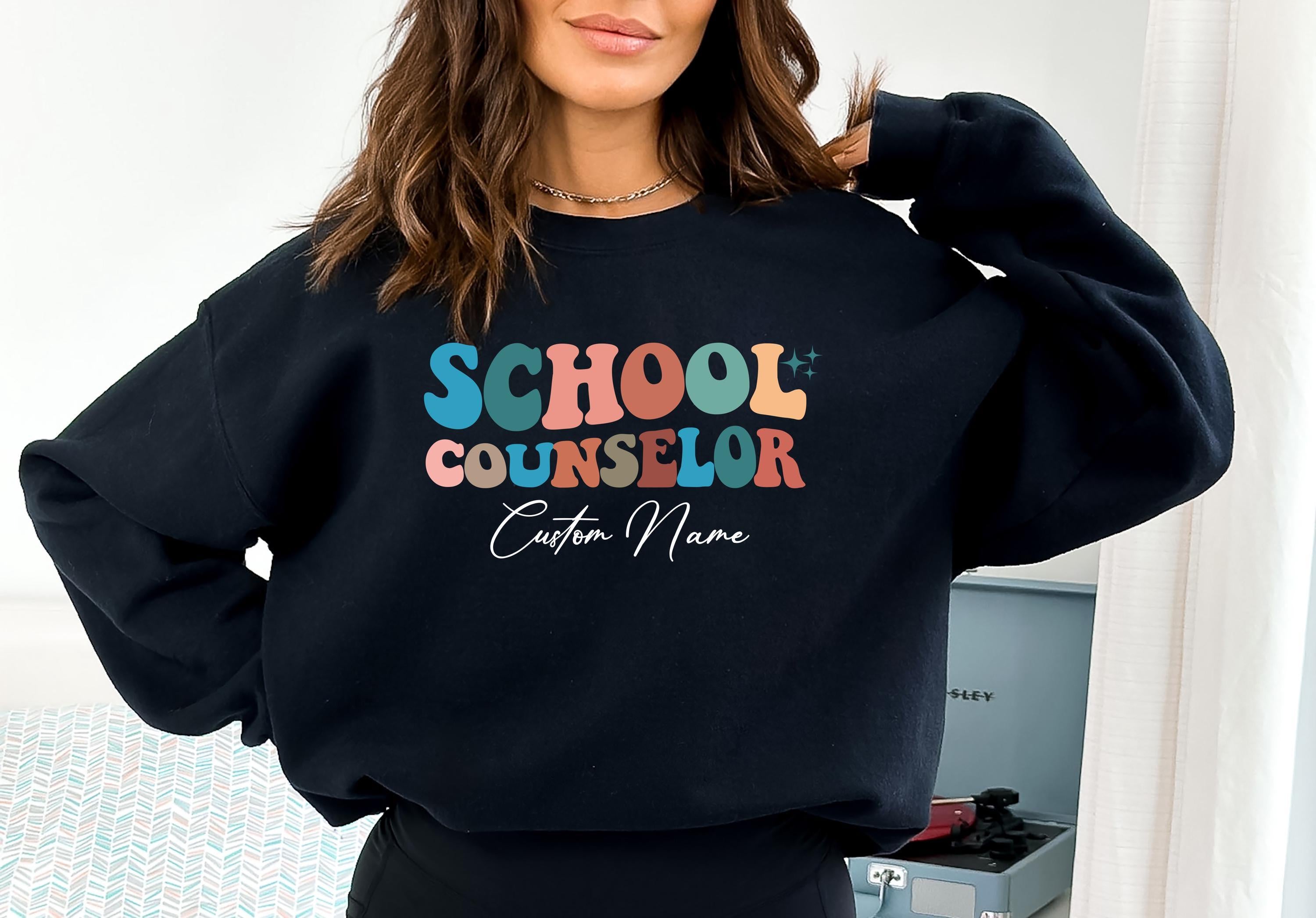 Custom School Counselor Name Sweatshirt, School Therapy  T-Shirt, Education Support Hoodie, School Counselor Gifts, Coun
