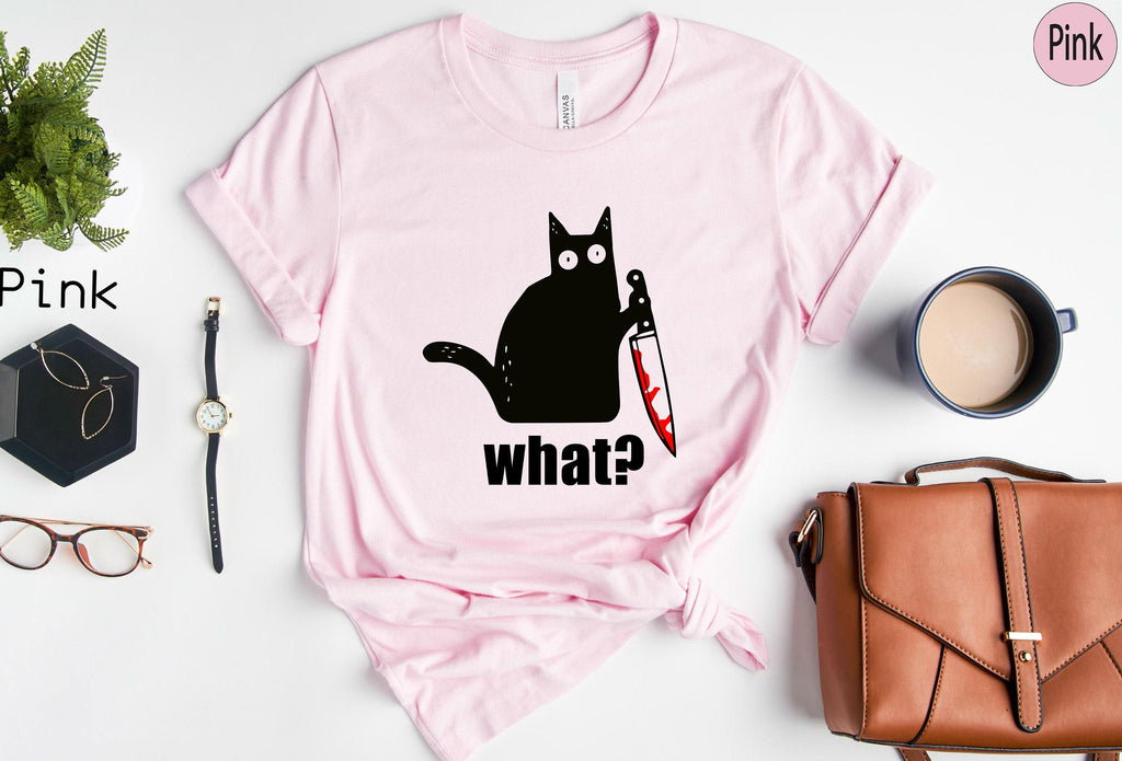 What Cat Sweatshirt, Cat With Knife Shirt, Black Cat Hoodie, Killer Cat Tshirt, Funny Cat Shirt, Cat Lover Gifts For Women, Funny Tee