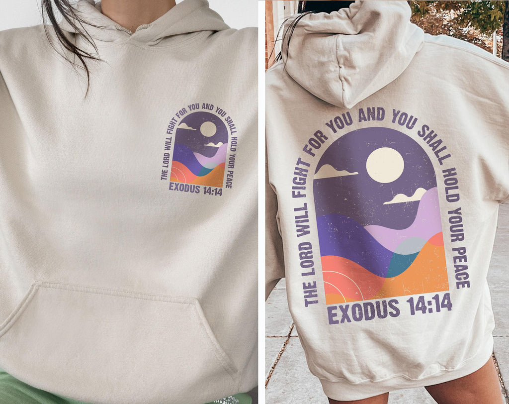 The Lord Will Fight For You Hoodie, Exodus 14:14 Sweatshirt For Christian Women, Aesthetic Hymn T-Shirt, Trendy Christian Church Gift