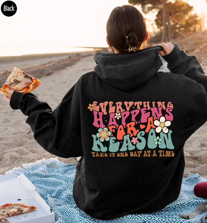 Everything Happens For a Reason Hoodie | Trendy Sweatshirt, Aesthetic Shirt For Teens, Preppy Sweatshirt, Motivational Tee Gift, VSCO Hoodie