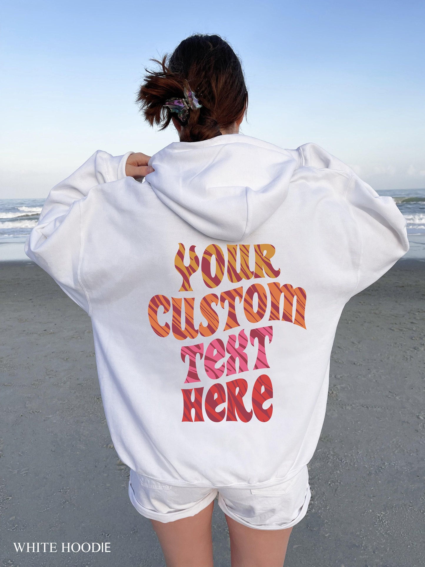 Custom Your Text Here Hoodie | Trendy Personalized Sweatshirt For Women, Custom Text Shirt For Friends, Your Quote On Back Hoodie