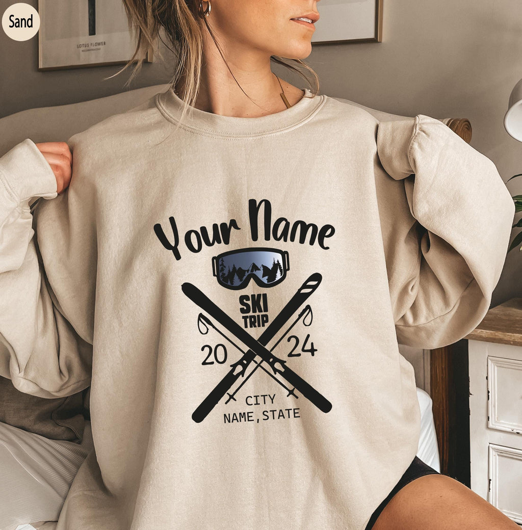 Custom Ski Sweatshirt, Custom Ski Trip Shirt, Personalized Skiing Shirt, Custom Winter Vacation Tshirt, Matching Personalized Gifts