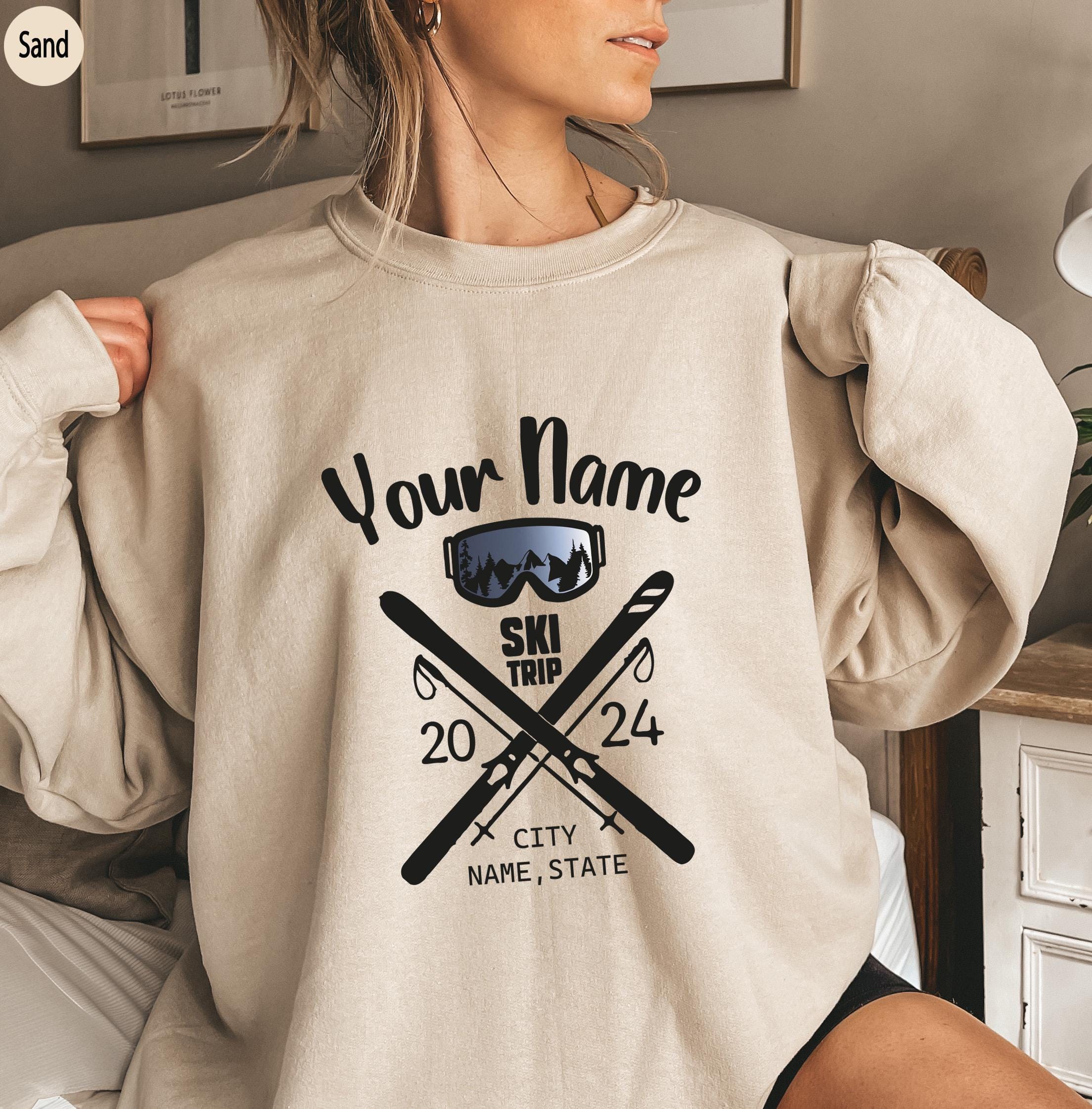 Custom Ski Sweatshirt, Custom Ski Trip Shirt, Personalized Skiing Shirt, Custom Winter Vacation Tshirt, Matching Persona