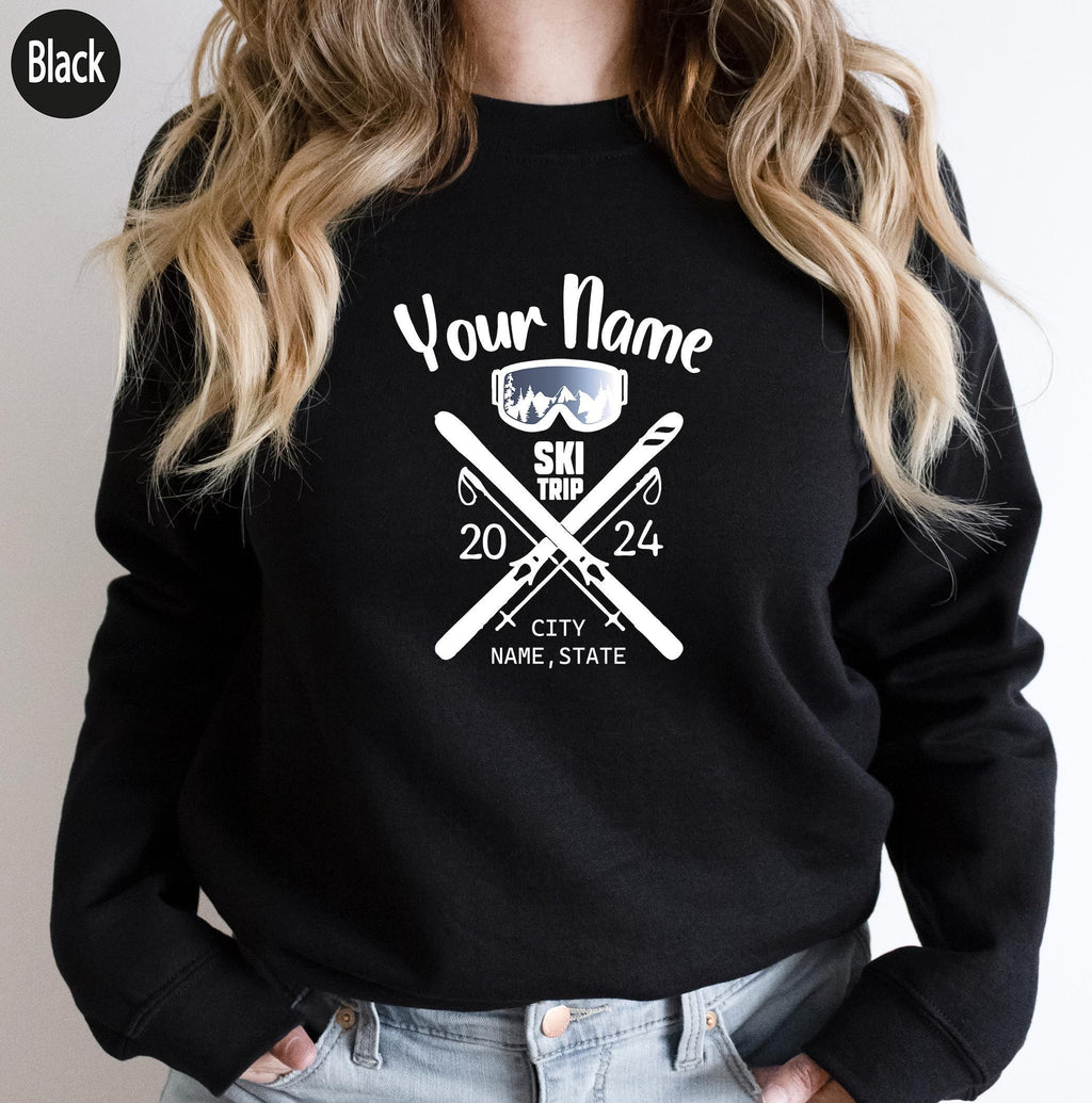 Custom Ski Sweatshirt, Custom Ski Trip Shirt, Personalized Skiing Shirt, Custom Winter Vacation Tshirt, Matching Personalized Gifts