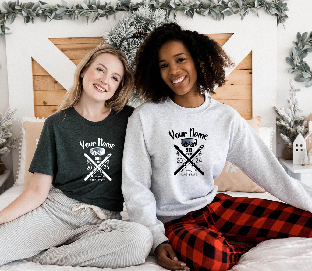 Custom Ski Sweatshirt, Custom Ski Trip Shirt, Personalized Skiing Shirt, Custom Winter Vacation Tshirt, Matching Personalized Gifts