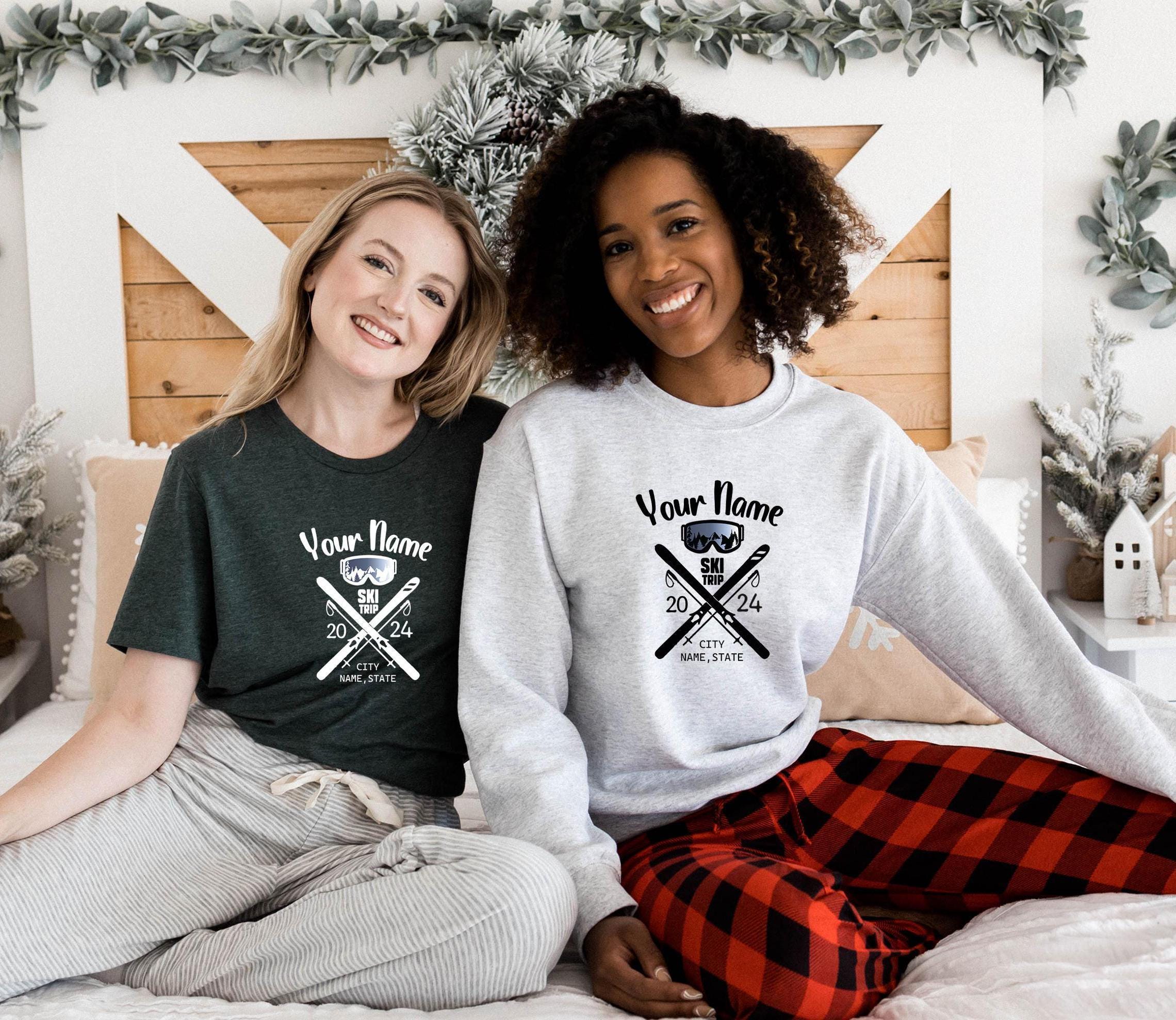 Custom Ski Sweatshirt, Custom Ski Trip Shirt, Personalized Skiing Shirt, Custom Winter Vacation Tshirt, Matching Personalized Gifts