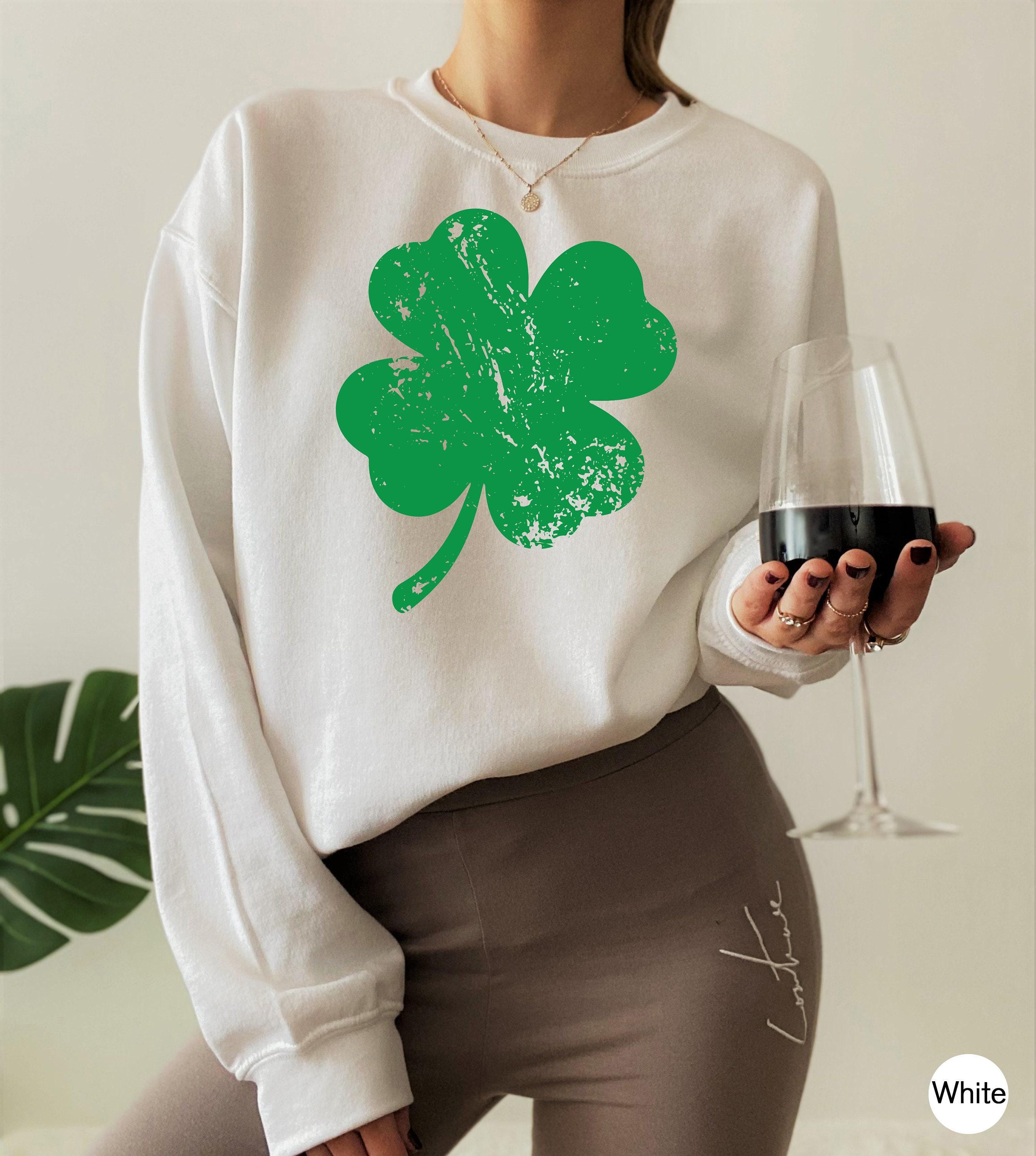 St. Patrick's Day Shirt, Lucky Four Leaf Clover Sweatshirt, Shamrock Shirt, Slainte Tshirt, Retro Gifts for Beer Lover