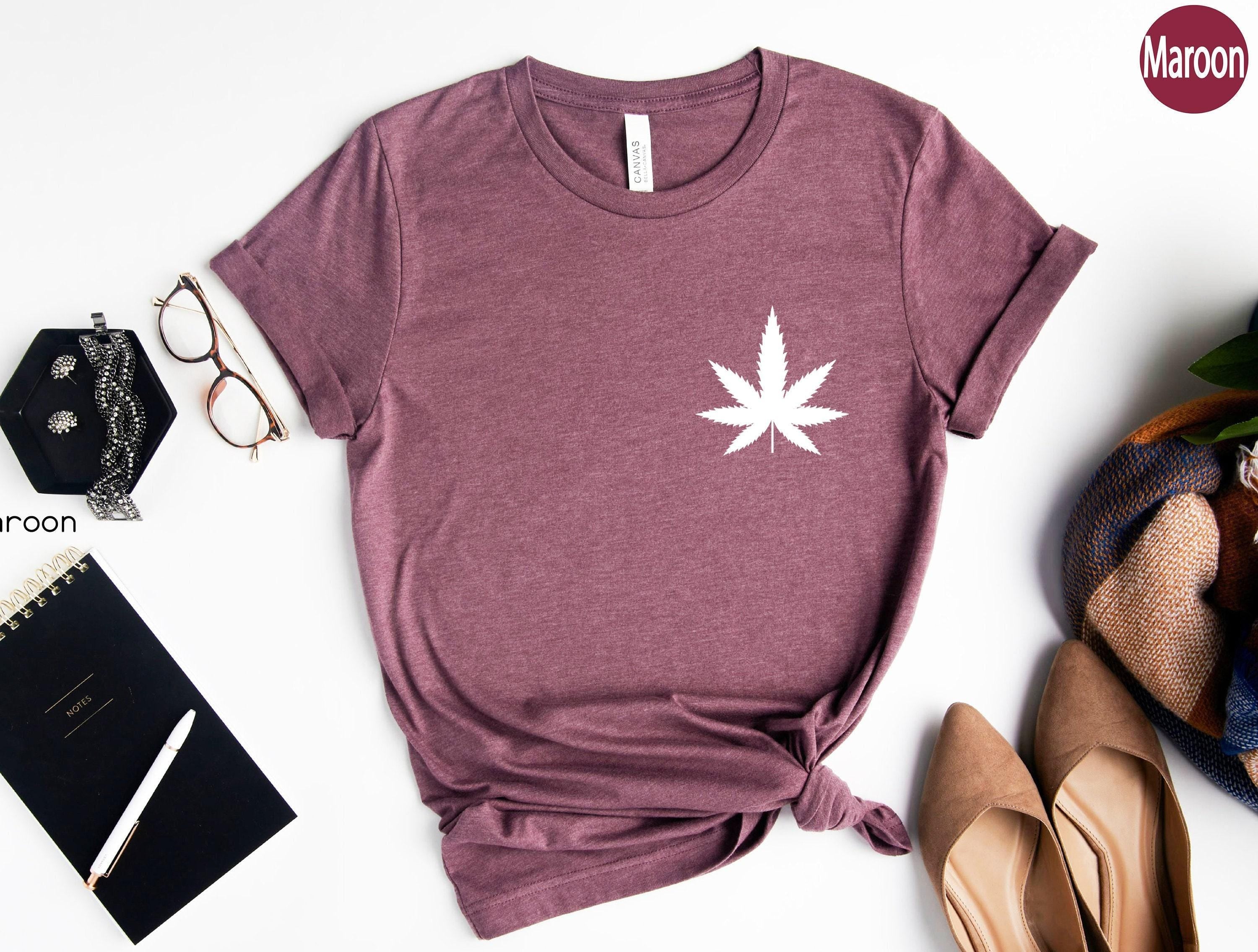 Leaf Shirts, Marijuana Shirts, Stoner Sweatshirts, Plant Leaf Pocket Shirt, 420 Gifts For Women, Gifts For Stoners, Cann