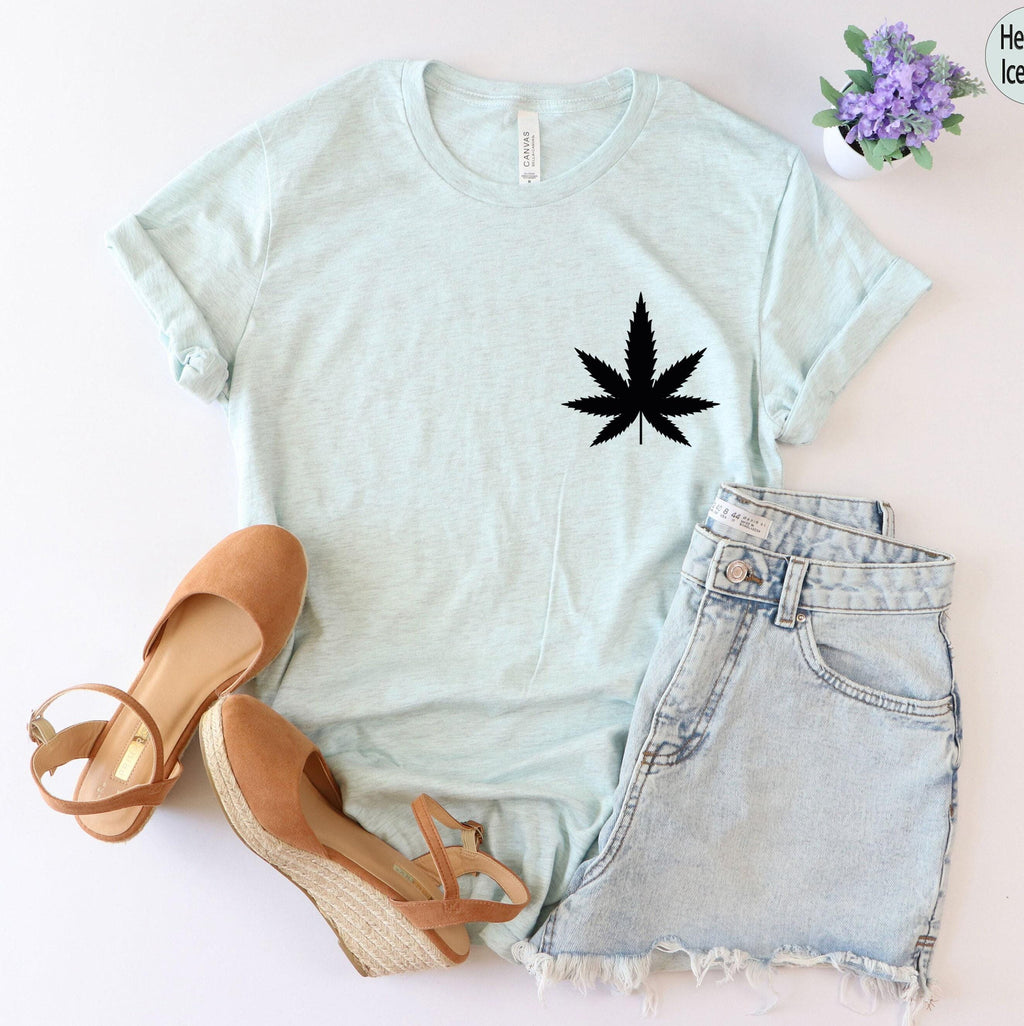 Leaf Shirts, Marijuana Shirts, Stoner Sweatshirts, Plant Leaf Pocket Shirt, 420 Gifts For Women, Gifts For Stoners, Cannabiss Shirts