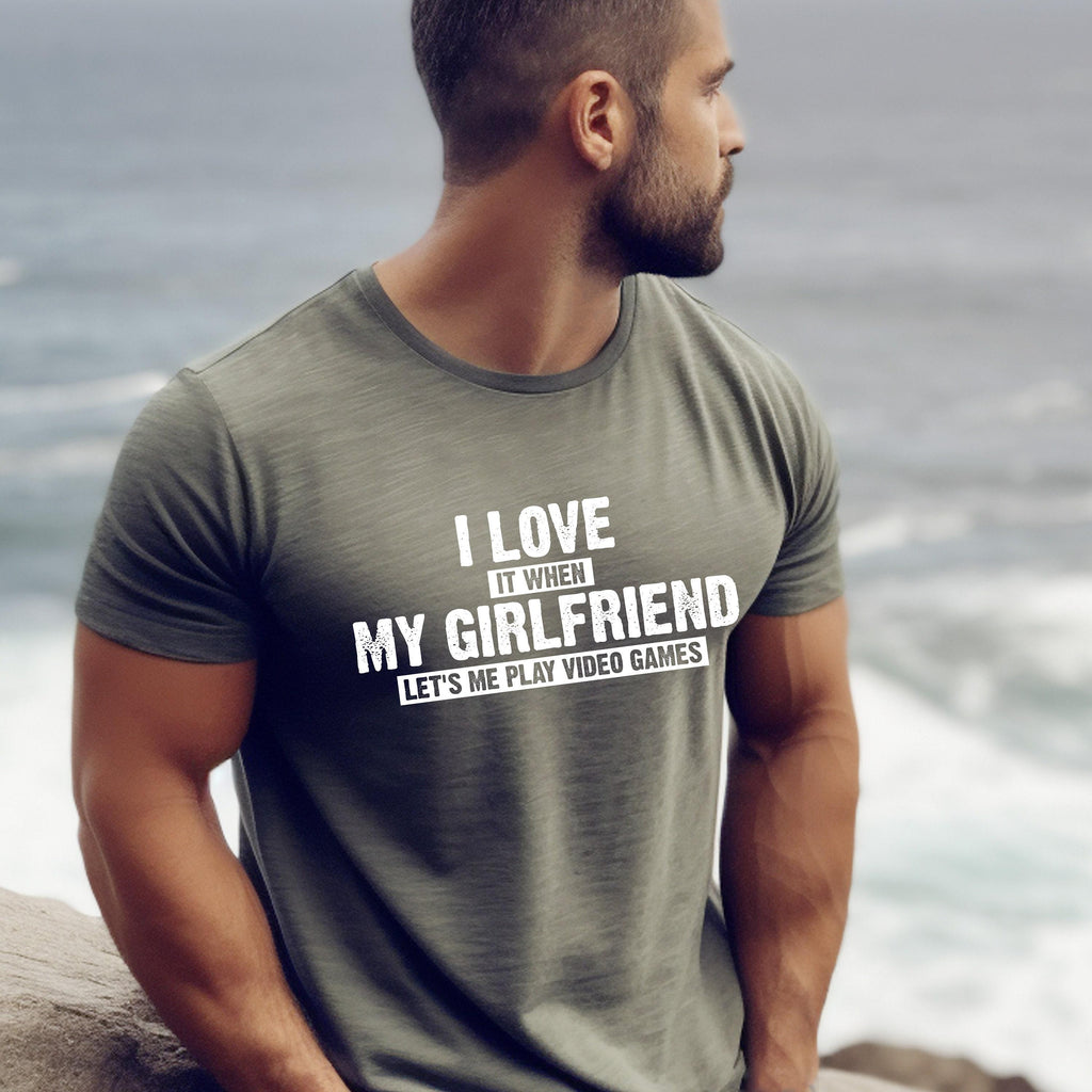 I Love It When My Girlfriend Lets Me Play Video Games Sweatshirt, Funny Boyfriend Shirt, Gamer Gifts For Boyfriend, Men's Gamer Shirt