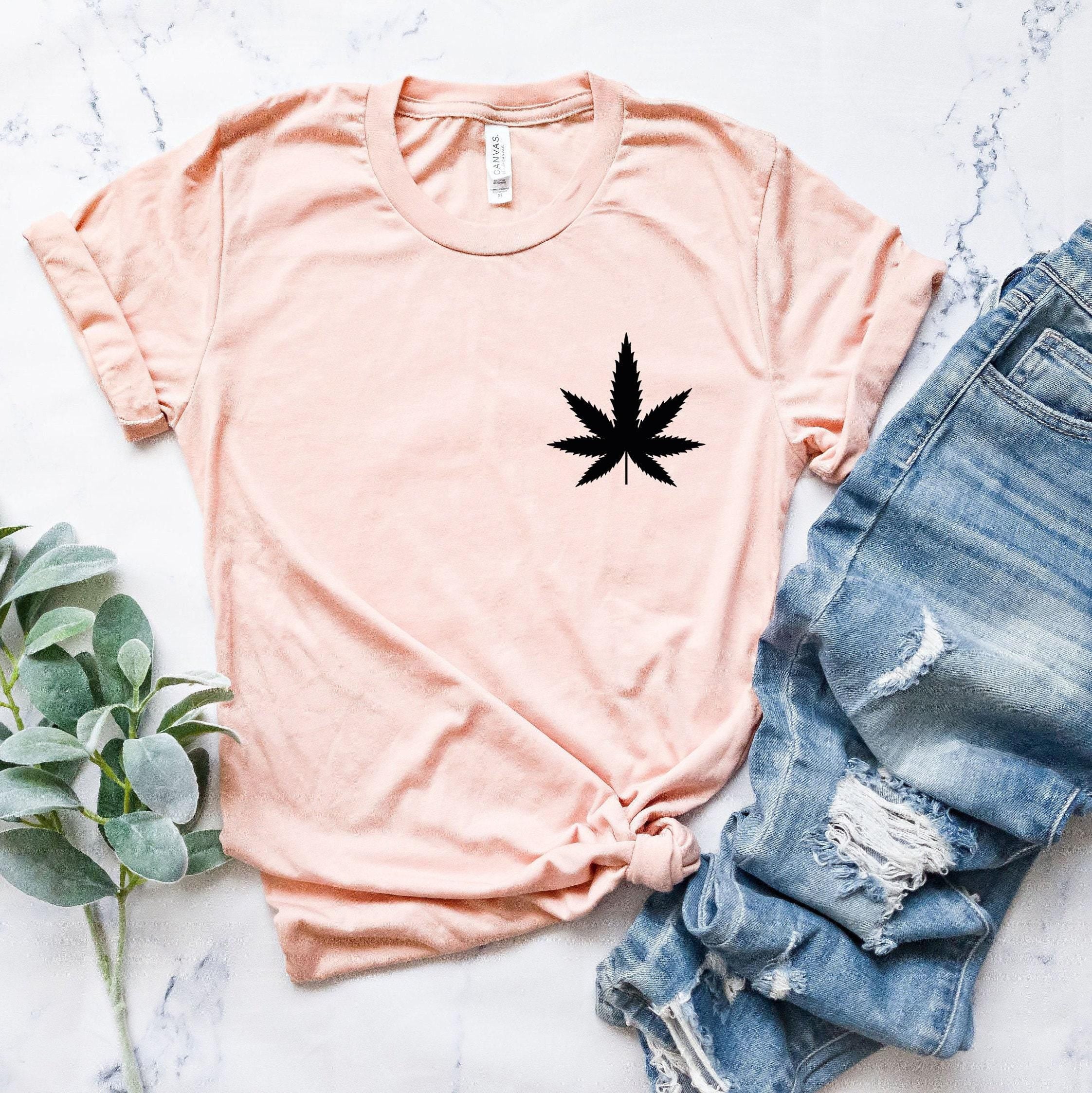 Leaf Shirts, Marijuana Shirts, Stoner Sweatshirts, Plant Leaf Pocket Shirt, 420 Gifts For Women, Gifts For Stoners, Cannabiss Shirts