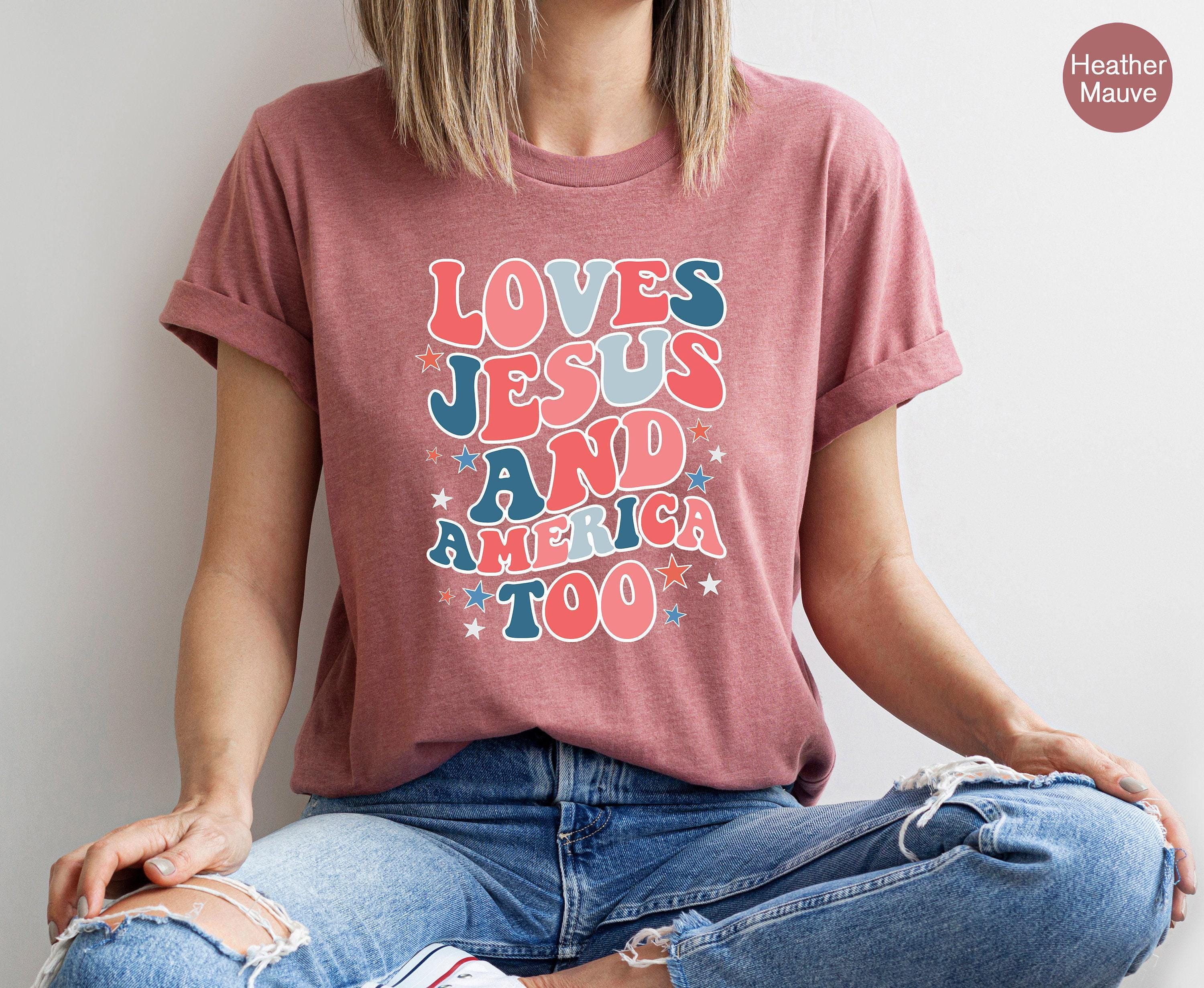 Loves Jesus And America Too Sweatshirt | 4th Of July Shirt, Christian Patriotic Hoodie, Funny USA Tee, Independence Day, Memorial Day Gift