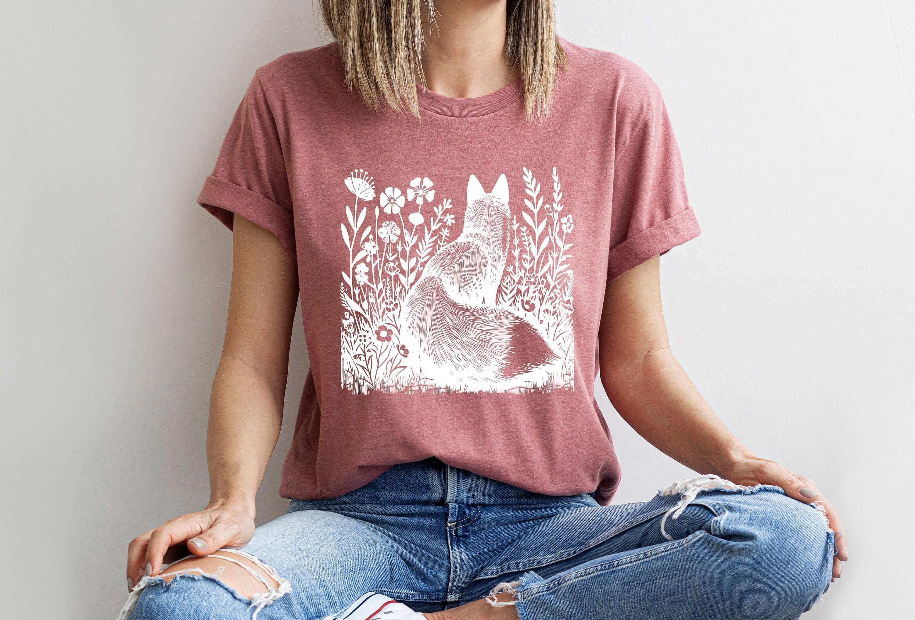 Cottagecore Fox Sweatshirt | Floral Fox Shirt, Forestcore Hoodie, Fairycore Gift, Woodland Animals Sweater, Botanical Fo