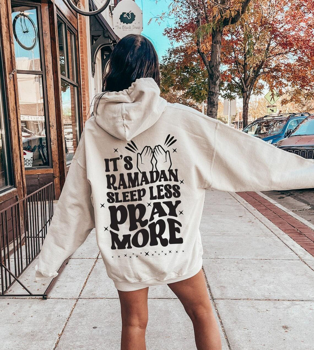 Funny Ramadan Sweatshirt | Sleep Less Pray More Shirt, Islamic Gift Hoodie, Eid Mubarak Tee, Muslim Gift, Ramadan Kareem Gift