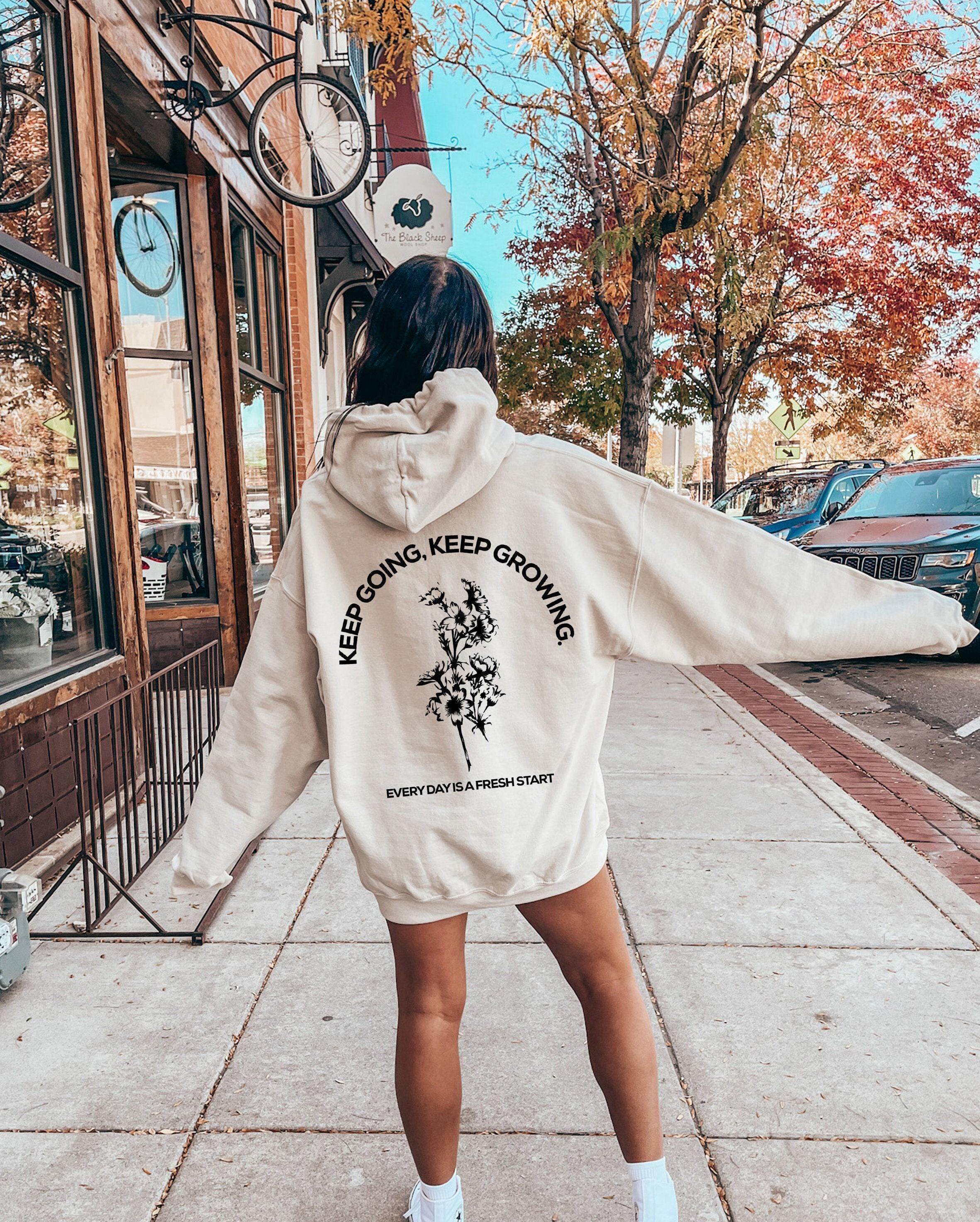 Keep Growing Sweatshirt | Motivational Hoodie, Positive Affirmation Shirt, Mental Health Gift, Wildflower Sweater, Self 
