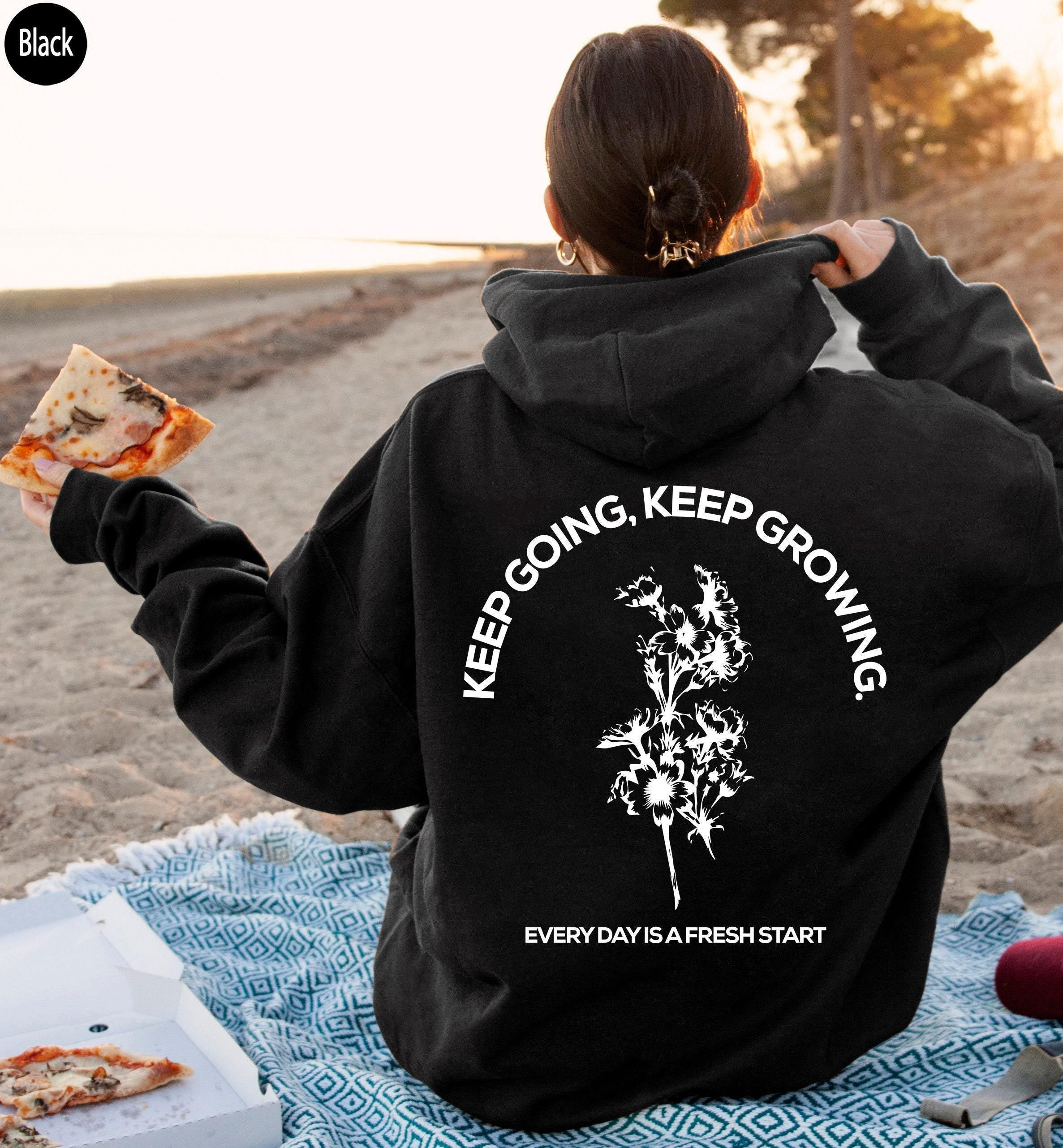 Keep Growing Sweatshirt | Motivational Hoodie, Positive Affirmation Shirt, Mental Health Gift, Wildflower Sweater, Self 