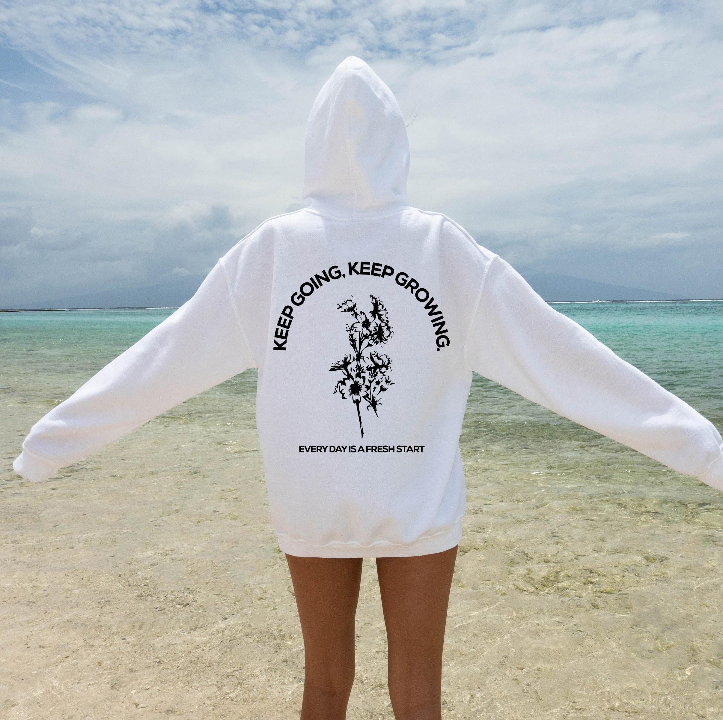 Keep Growing Sweatshirt | Motivational Hoodie, Positive Affirmation Shirt, Mental Health Gift, Wildflower Sweater, Self 