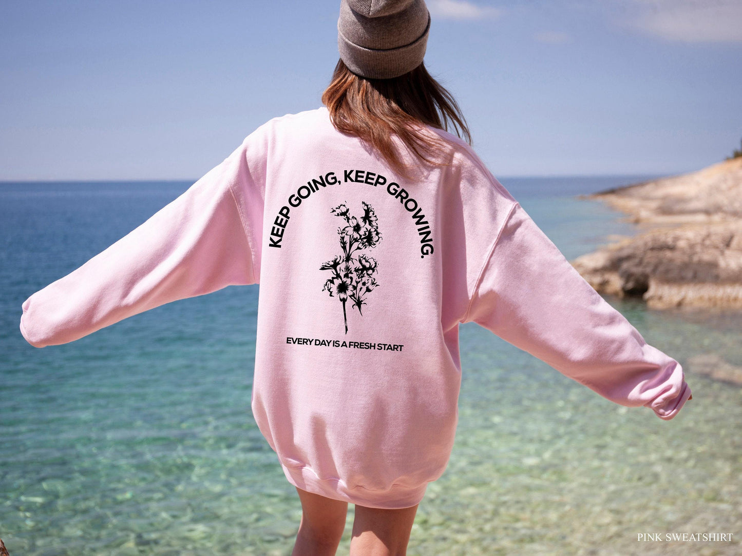 Keep Growing Sweatshirt | Motivational Hoodie, Positive Affirmation Shirt, Mental Health Gift, Wildflower Sweater, Self Love Tee