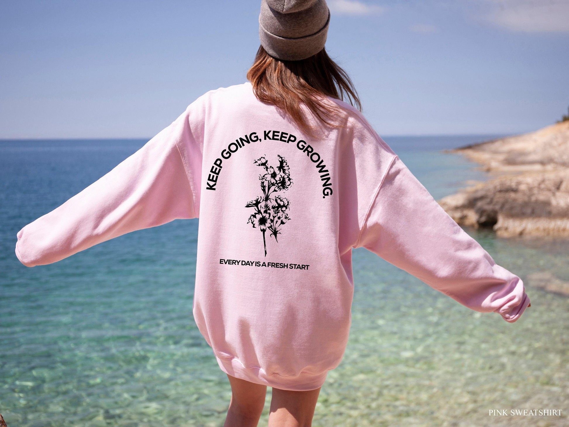 Keep Growing Sweatshirt | Motivational Hoodie, Positive Affirmation Shirt, Mental Health Gift, Wildflower Sweater, Self Love Tee