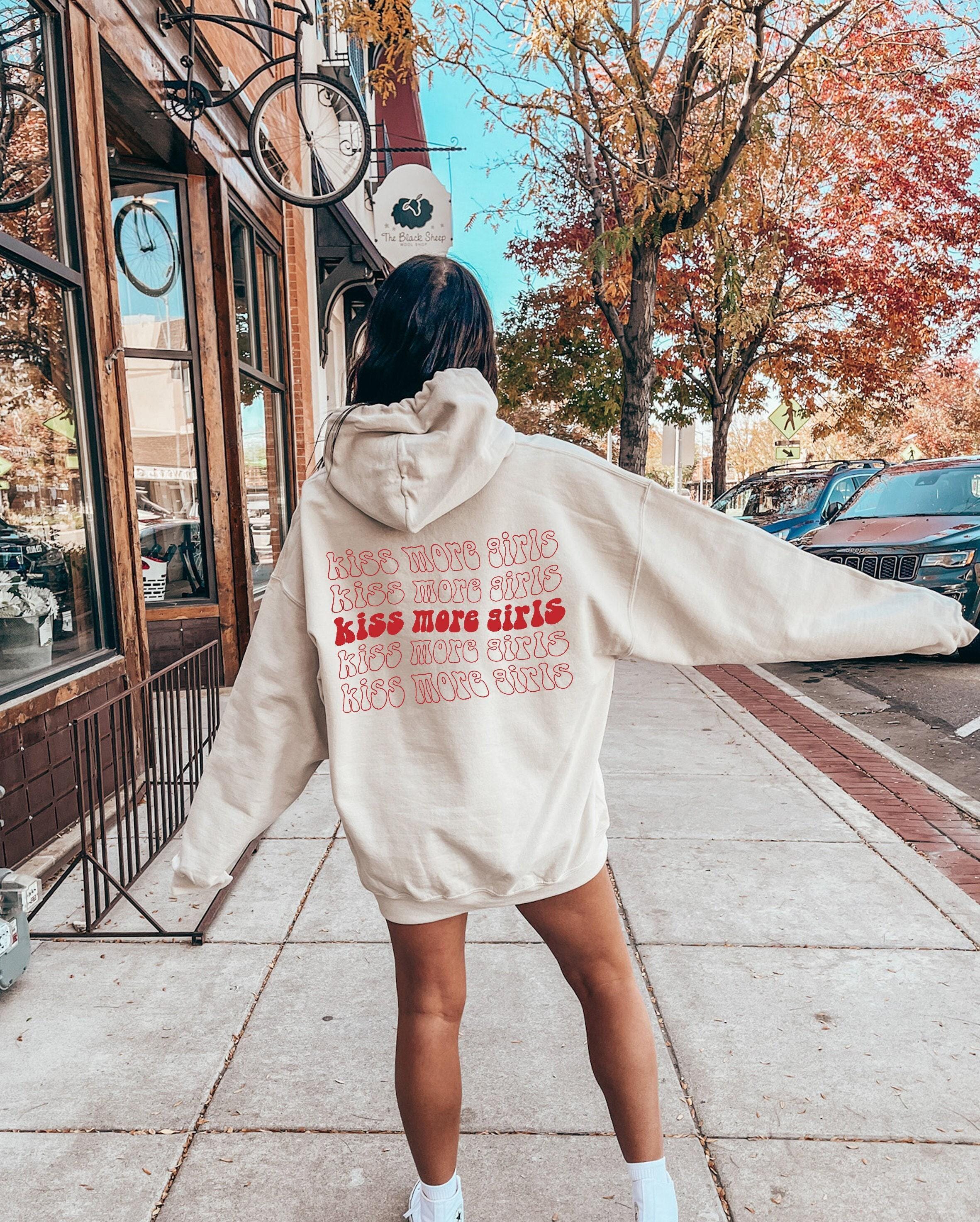 Aesthetic Lesbian Hoodie, LGBTQ Sweatshirt, Women's Pride Month Shirt, Lesbian Pride Shirt, Kiss More Girls T-shirt, Tre