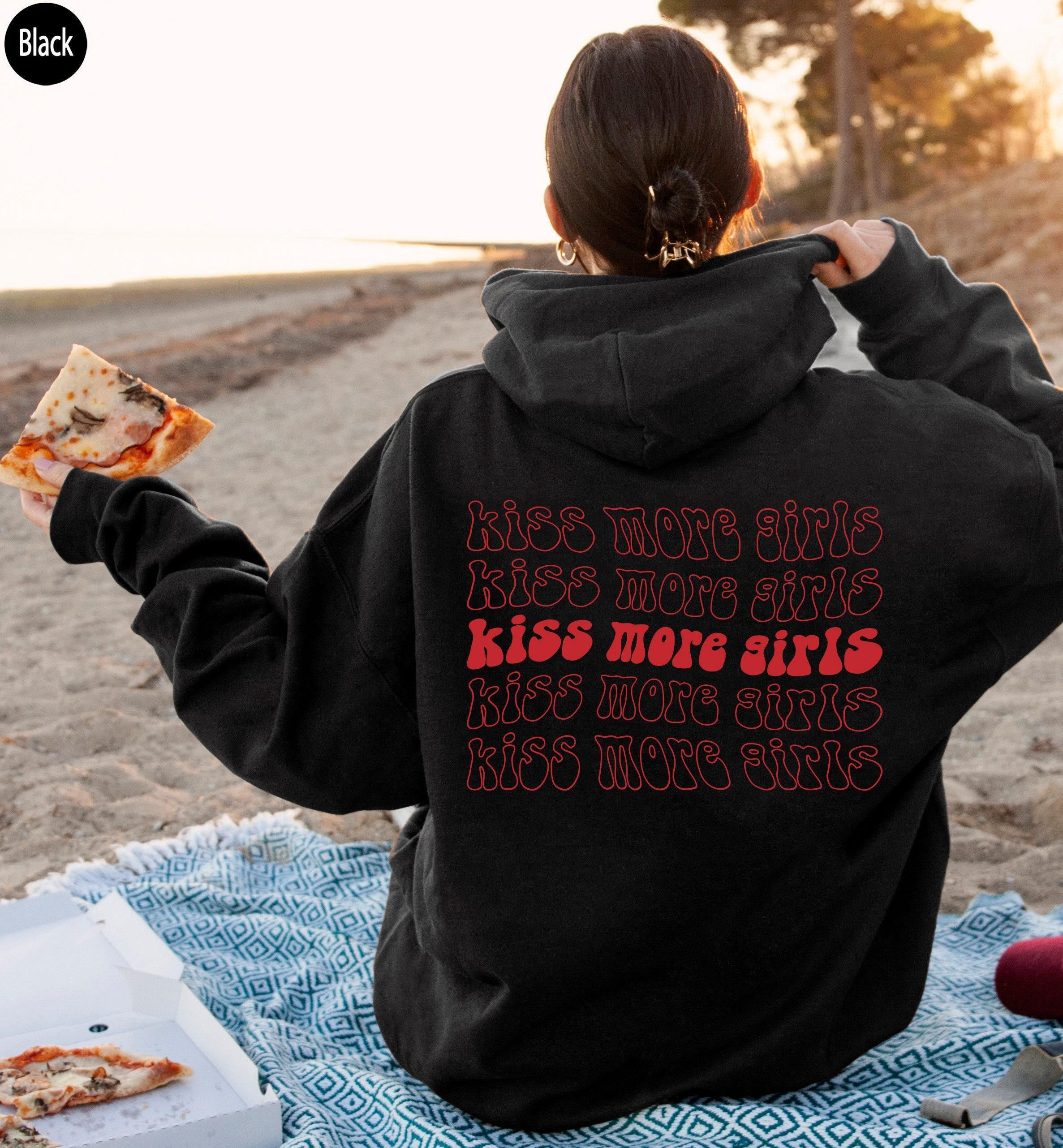 Aesthetic Lesbian Hoodie, LGBTQ Sweatshirt, Women's Pride Month Shirt, Lesbian Pride Shirt, Kiss More Girls T-shirt, Tre