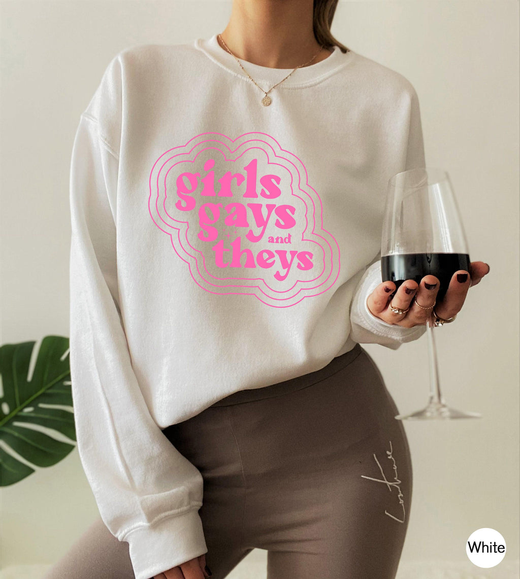 Cute LGBTQ Sweatshirts, Women's Preppy Pride Shirts, Gay Pride Hoodie, Trans Rights Shirts, Lesbian Pride Tshirts, Trendy LGBTQ Gifts