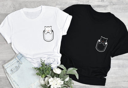 Cat Pocket Shirt, Cute Cat Sweatshirt, Cat Mom Shirt, Cat Lover Gifts For Women, Funny Gifts For Animals Lover Kids, Cat Mom Gifts