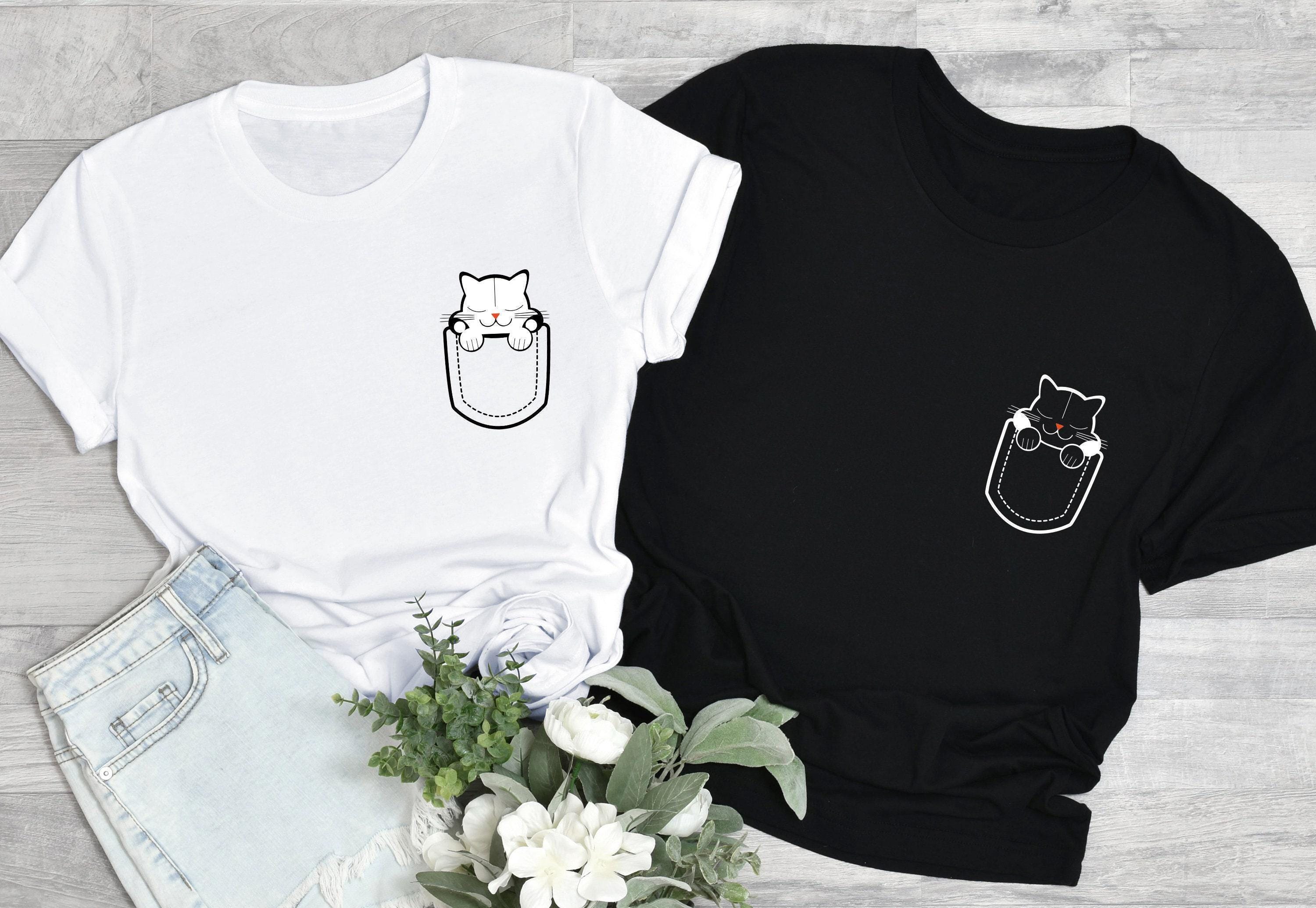Cat Pocket Shirt, Cute Cat Sweatshirt, Cat Mom Shirt, Cat Lover Gifts For Women, Funny Gifts For Animals Lover Kids, Cat