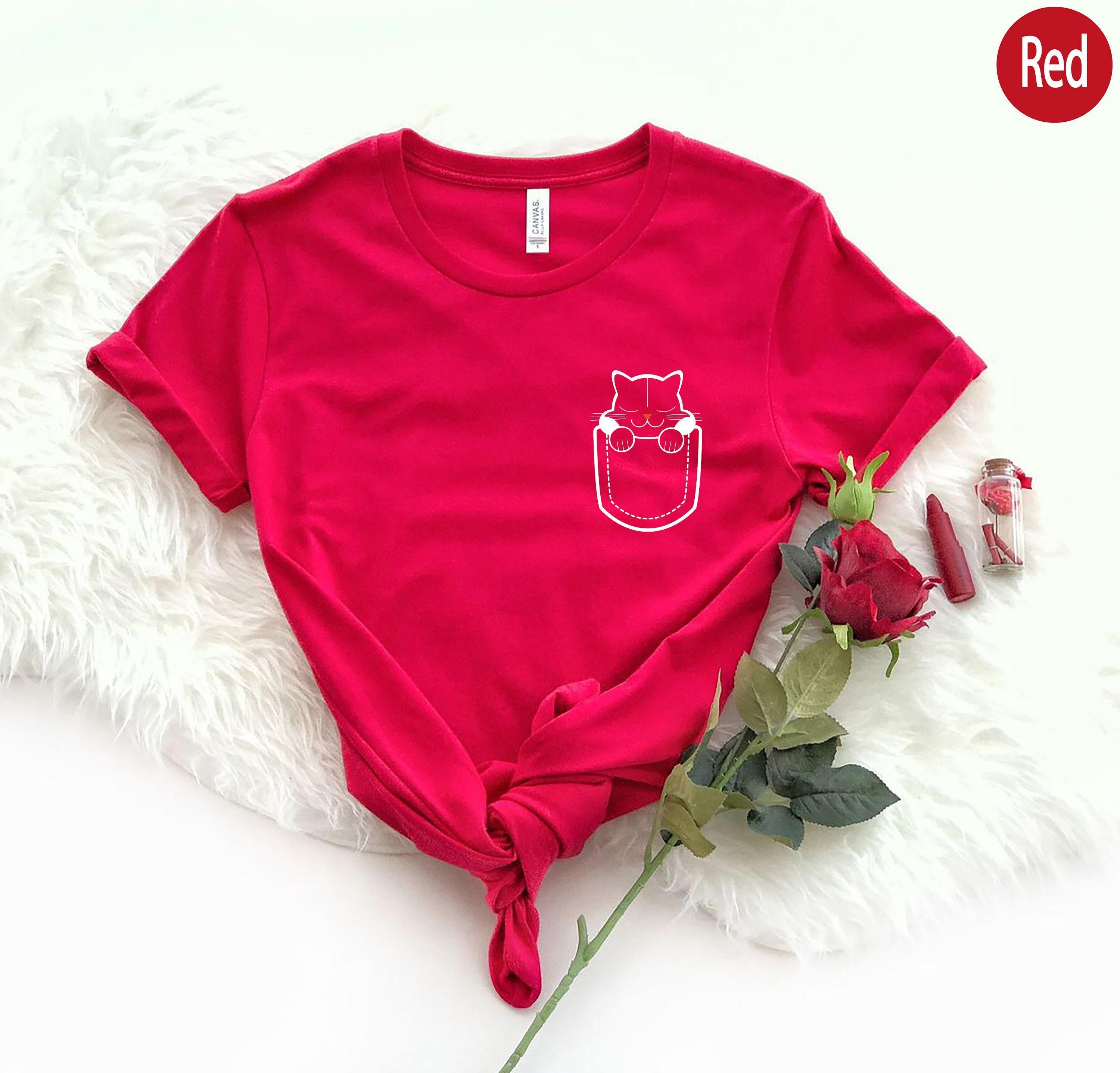 Cat Pocket Shirt, Cute Cat Sweatshirt, Cat Mom Shirt, Cat Lover Gifts For Women, Funny Gifts For Animals Lover Kids, Cat