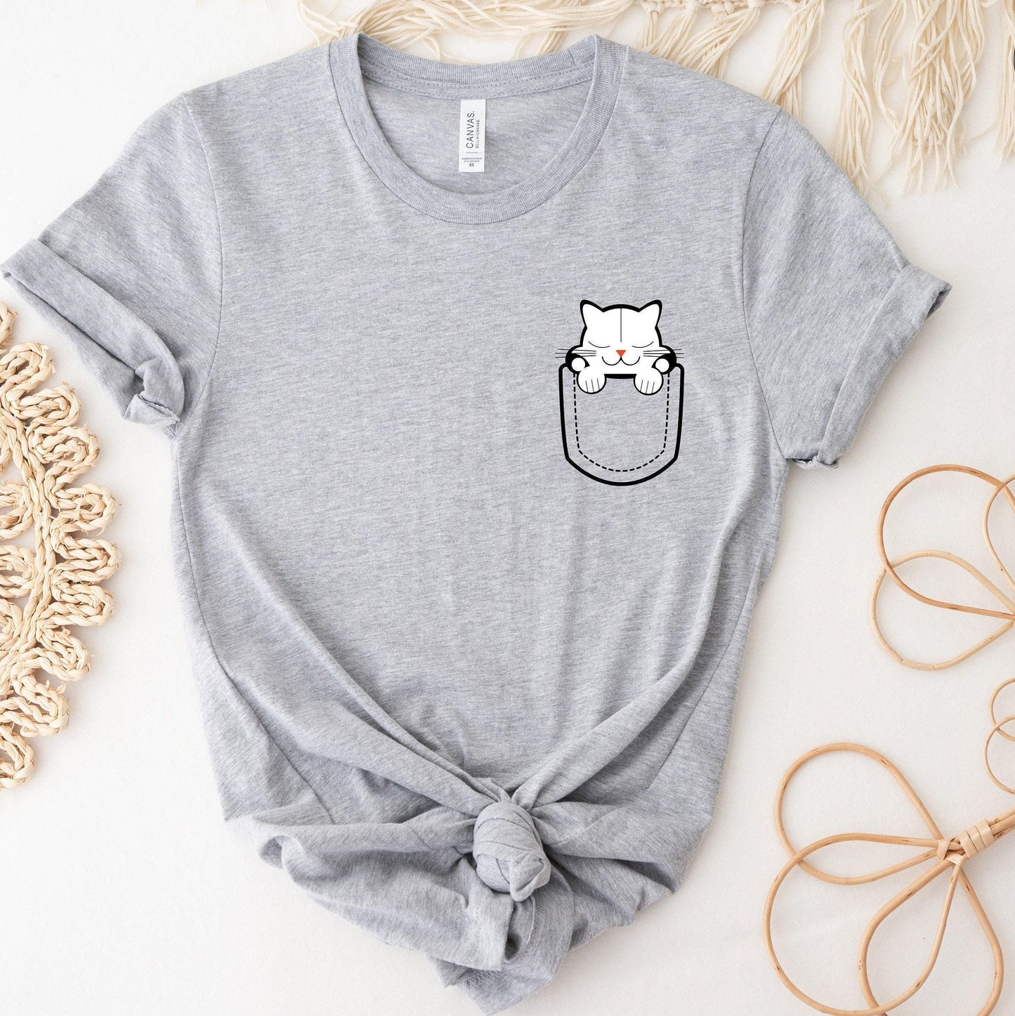 Cat Pocket Shirt, Cute Cat Sweatshirt, Cat Mom Shirt, Cat Lover Gifts For Women, Funny Gifts For Animals Lover Kids, Cat Mom Gifts