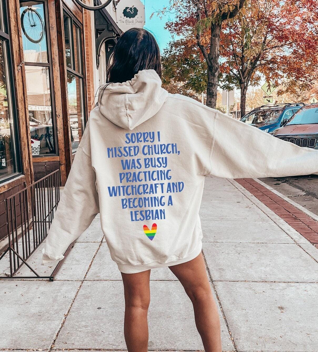 Sorry I Missed Church Hoodie, Funny LGBT Sweatshirt, Ironic Joke Shirt, Queer Women Apparel, Funny Gen Z Tee, Gift For L
