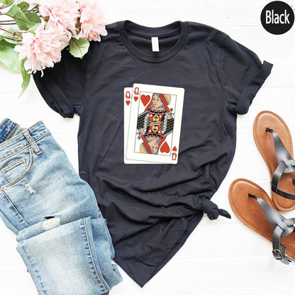 Queen of Hearts Shirt, Queen of Hearts Graphic Tee, Boho Valentines Sweatshirts, Valentines Gifts For Her, Women's Playing Deck Shirt