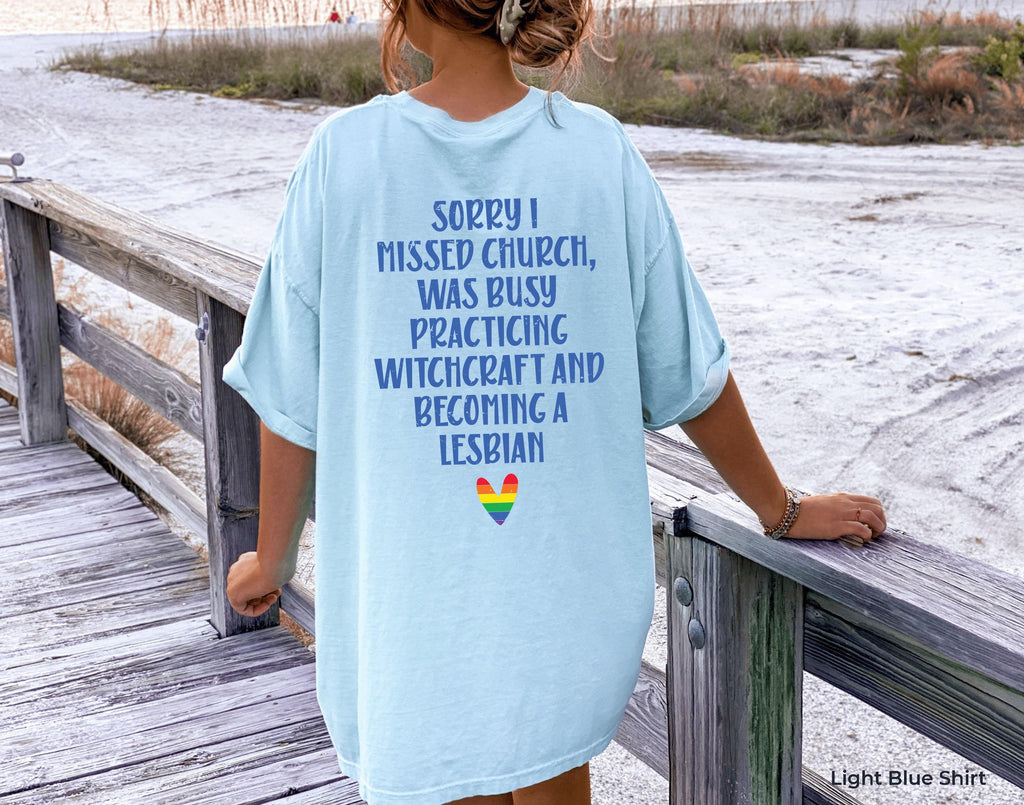 Sorry I Missed Church Hoodie, Funny LGBT Sweatshirt, Ironic Joke Shirt, Queer Women Apparel, Funny Gen Z Tee, Gift For Lesbian