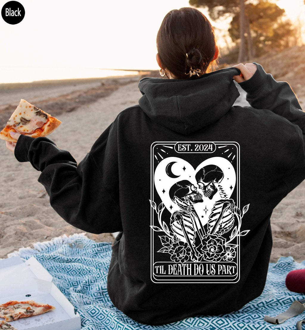 Till Death Do Us Part Sweatshirt | Gothic Anniversary Shirt, Valentine Day'S Gift, Gift For Lover, Bookish Gift, Skeleton Wedding Tee