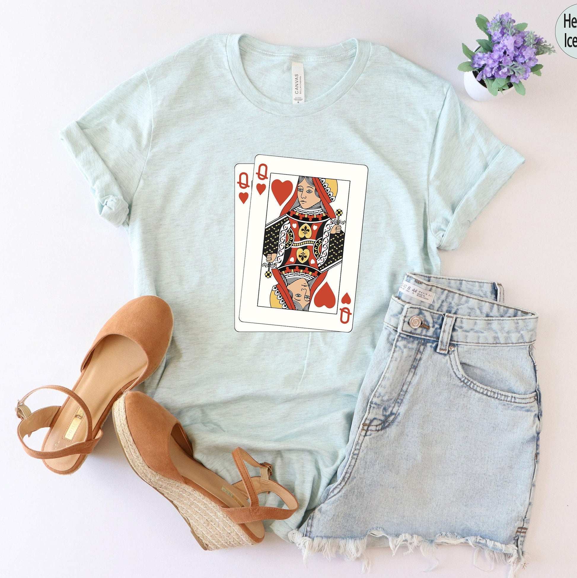 Queen of Hearts Shirt, Queen of Hearts Graphic Tee, Boho Valentines Sweatshirts, Valentines Gifts For Her, Women's Playing Deck Shirt