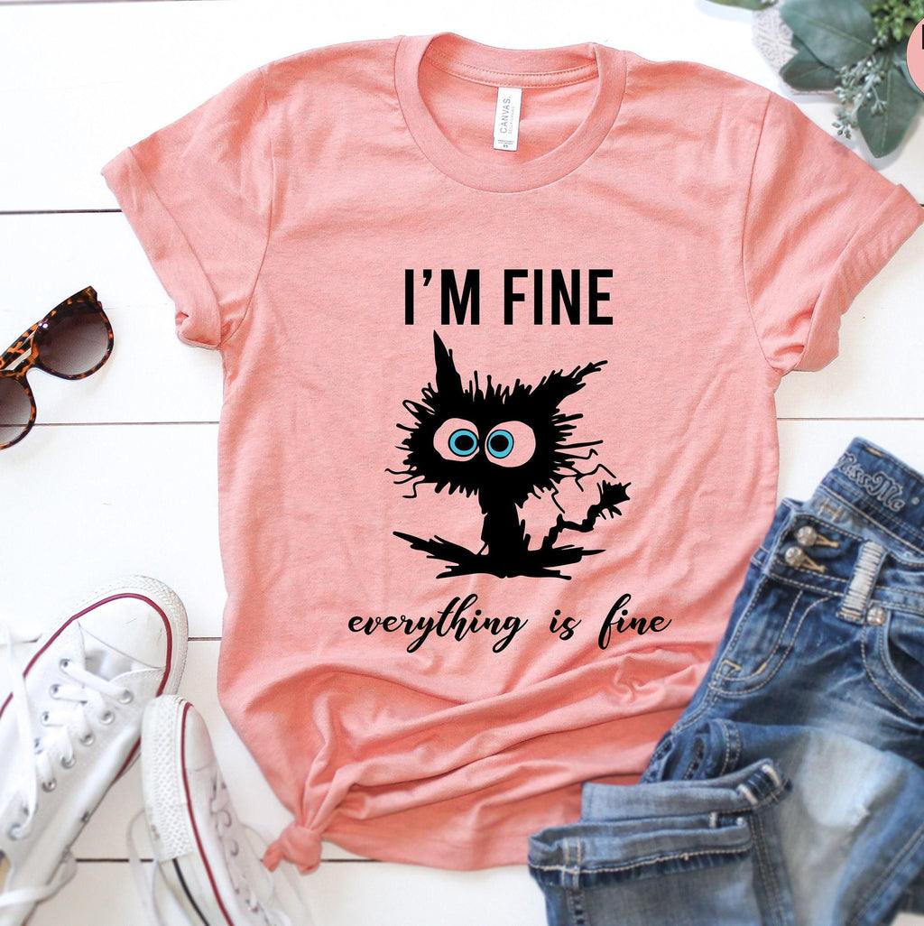 I'm Fine Everything Is Fine Shirt, Sarcastic Sweatshirt, Introverts Shirt, Funny Cat Shirt, Anxiety Shirt, Funny Gifts For Women