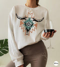 Boho Bull Skull Shirt | Women's Country Shirt, Western Graphic Tee, Country Concert Tee, Country Music Shirt, Country Vibes Shirt, Cowgirl