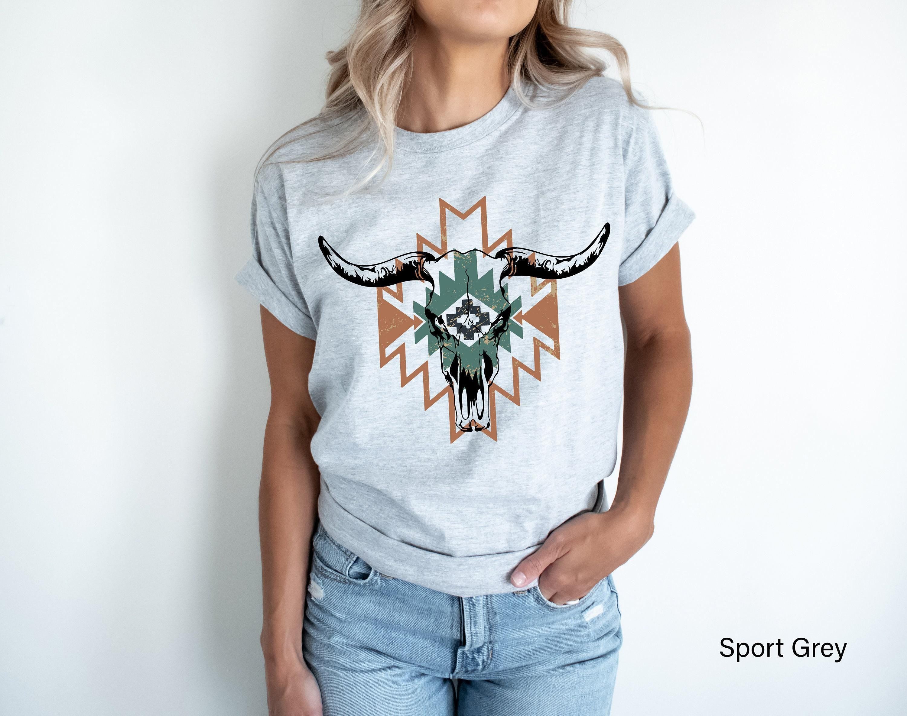 Boho Bull Skull Shirt | Women's Country Shirt, Western Graphic Tee, Country Concert Tee, Country Music Shirt, Country Vibes Shirt, Cowgirl