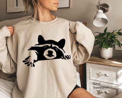 Cute Raccoon Sweatshirt, Animals Lover Shirt, Raccoon Gift, Funny Animals Shirt, Raccoon Graphic Tee, Cute Gift For Women,Raccoon Tee