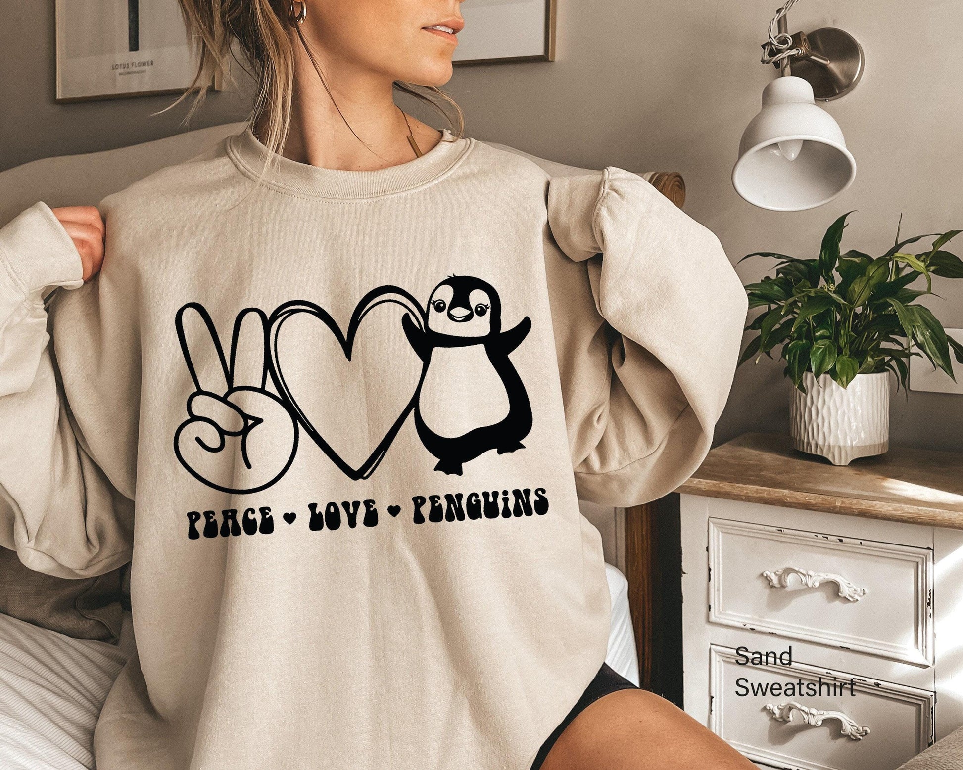 Peace Love Penguins Shirt, Cute Penguin Sweatshirt, Peace Sign Hoodie, Heart Shirt, Penguin Lover Gift For Kids,  Gifts For Her