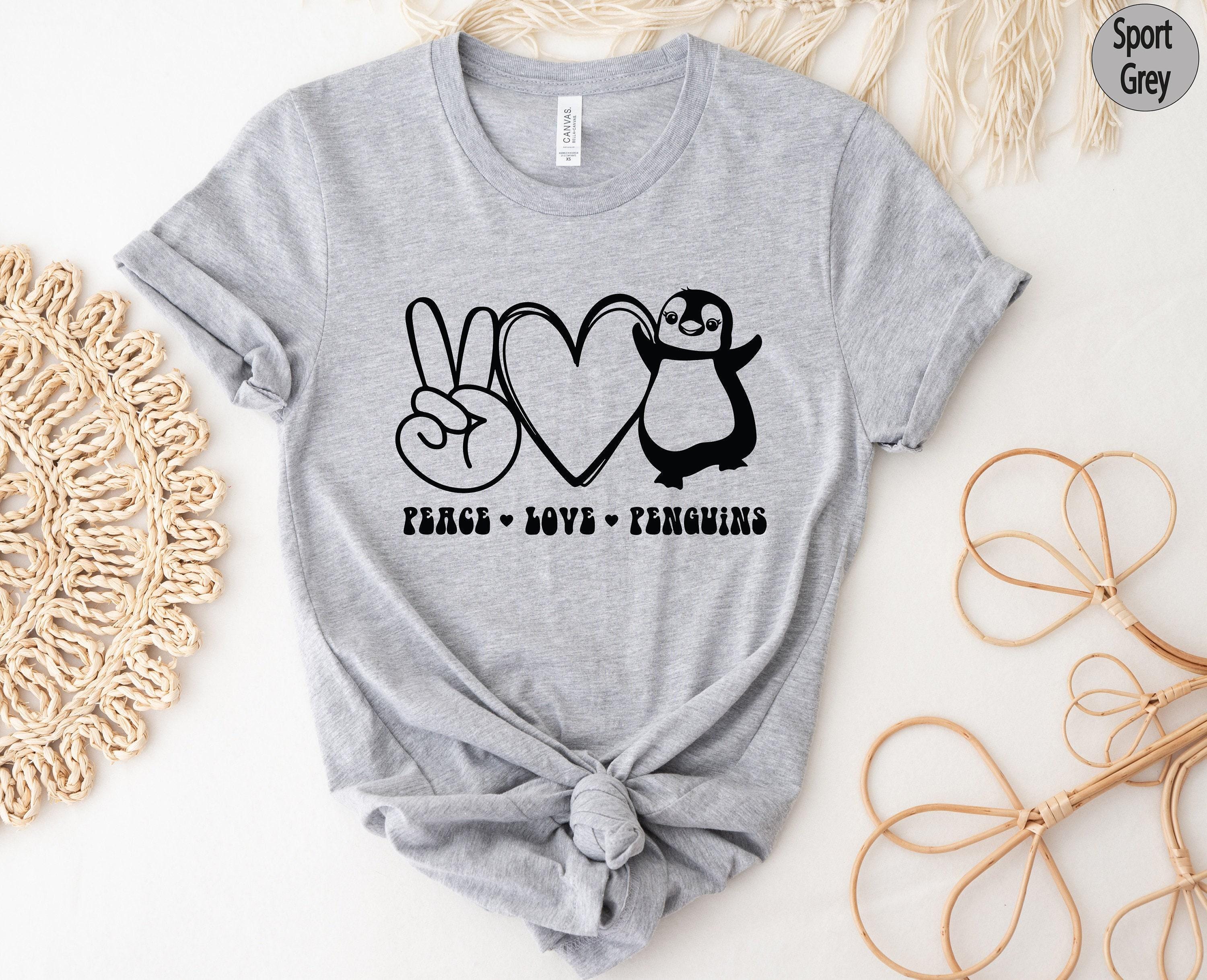 Peace Love Penguins Shirt, Cute Penguin Sweatshirt, Peace Sign Hoodie, Heart Shirt, Penguin Lover Gift For Kids,  Gifts 