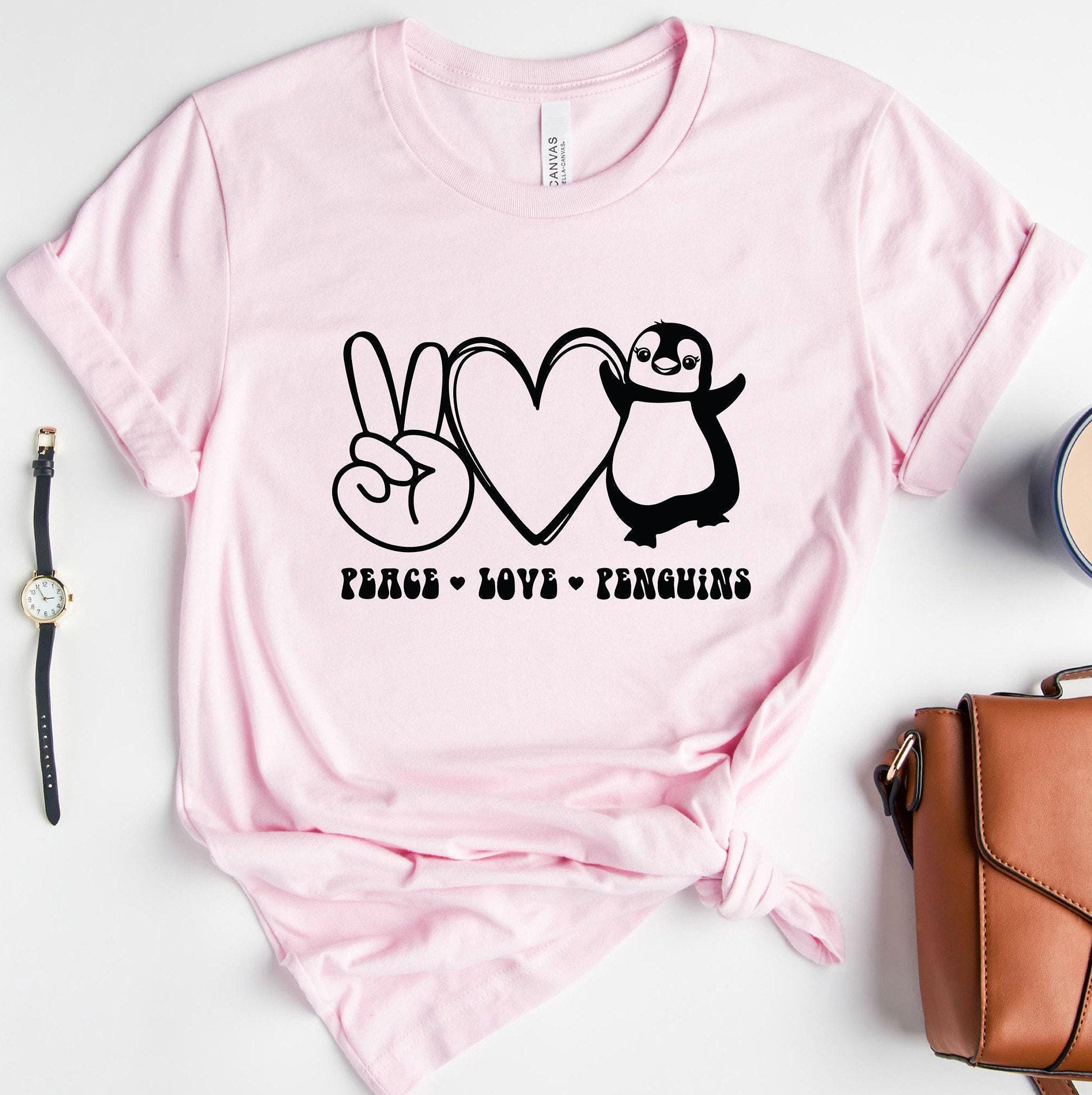 Peace Love Penguins Shirt, Cute Penguin Sweatshirt, Peace Sign Hoodie, Heart Shirt, Penguin Lover Gift For Kids,  Gifts 