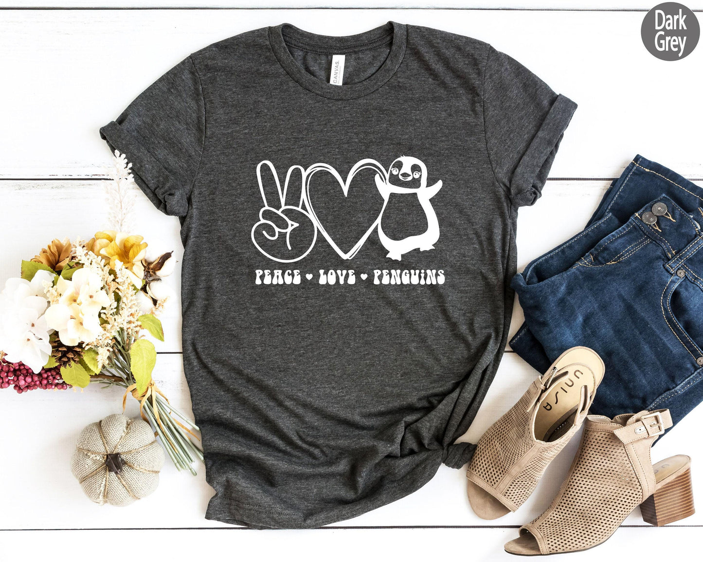 Peace Love Penguins Shirt, Cute Penguin Sweatshirt, Peace Sign Hoodie, Heart Shirt, Penguin Lover Gift For Kids,  Gifts For Her