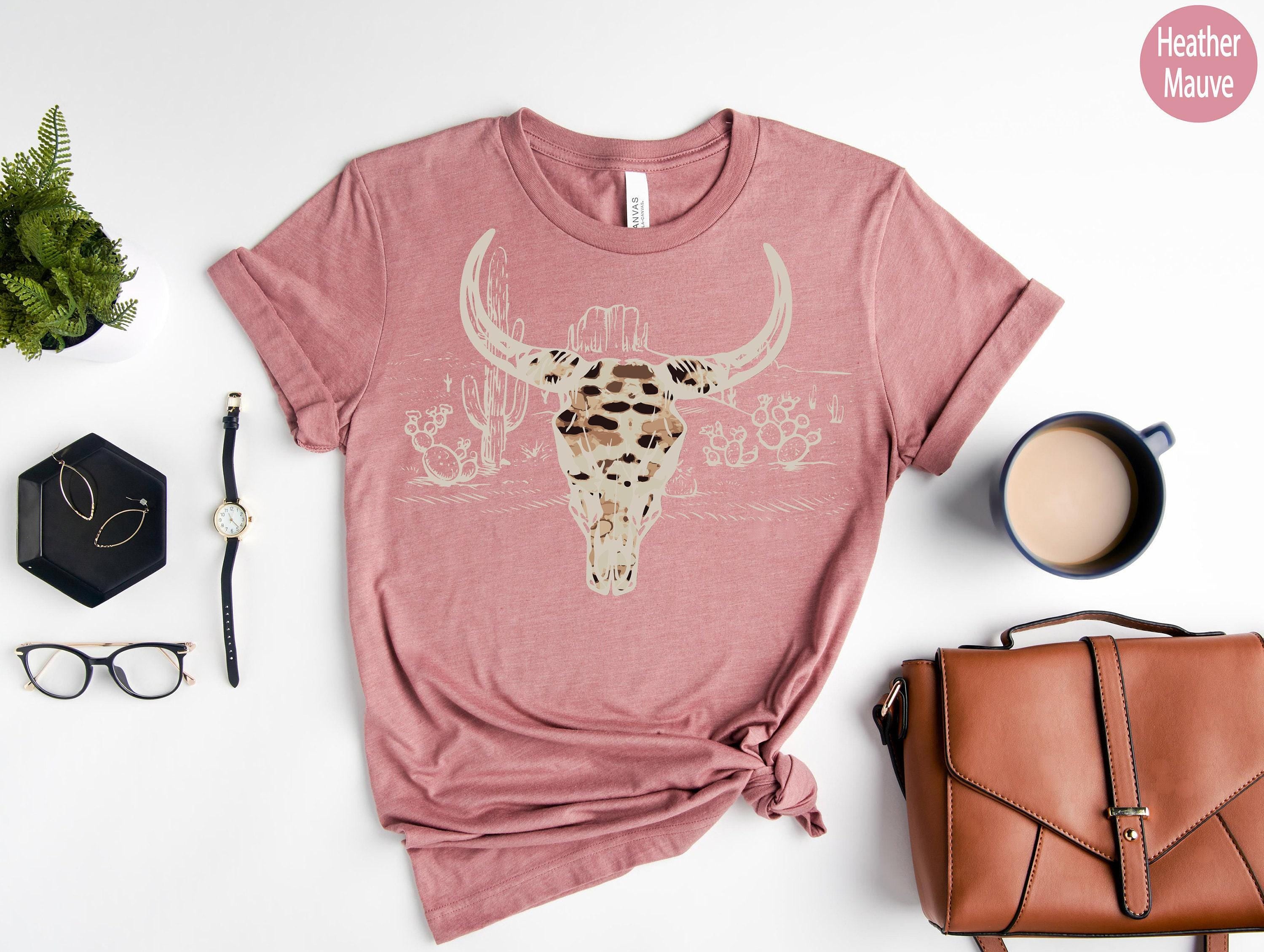 Boho Bull Skull Shirt, Women's Country Shirt, Country Music Sweatshirt, Cowboy Cowgirl Shirts, Nature Lovers Hoodie, Cowskull Shirts